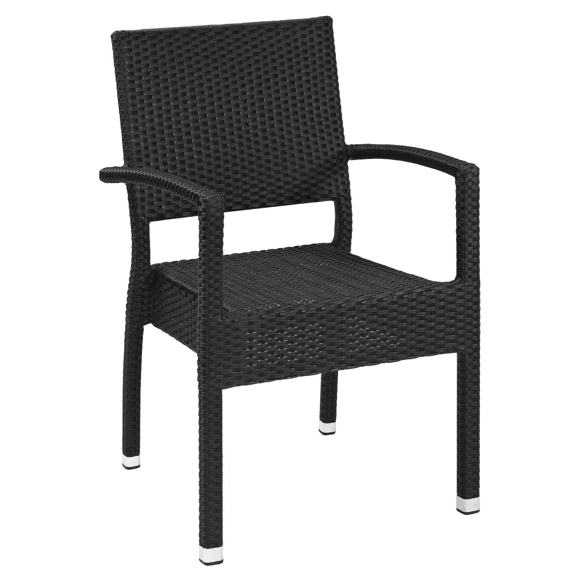 Stuhl Lida AL, Geflecht schwarz, Polyrattan, Terrassenstuhl, Outdoorstuhl