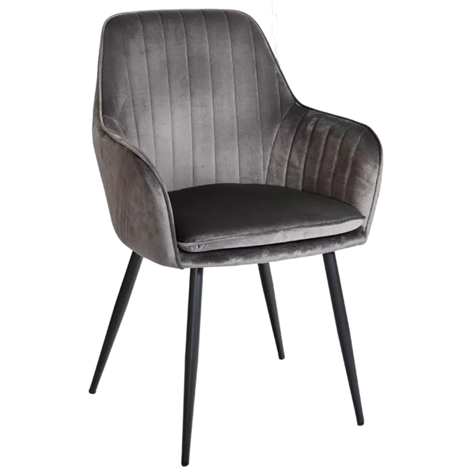 Stuhl Angela, Polster Grau, Gestell schwarz, Polsterstuhl, Factory Industrie Design