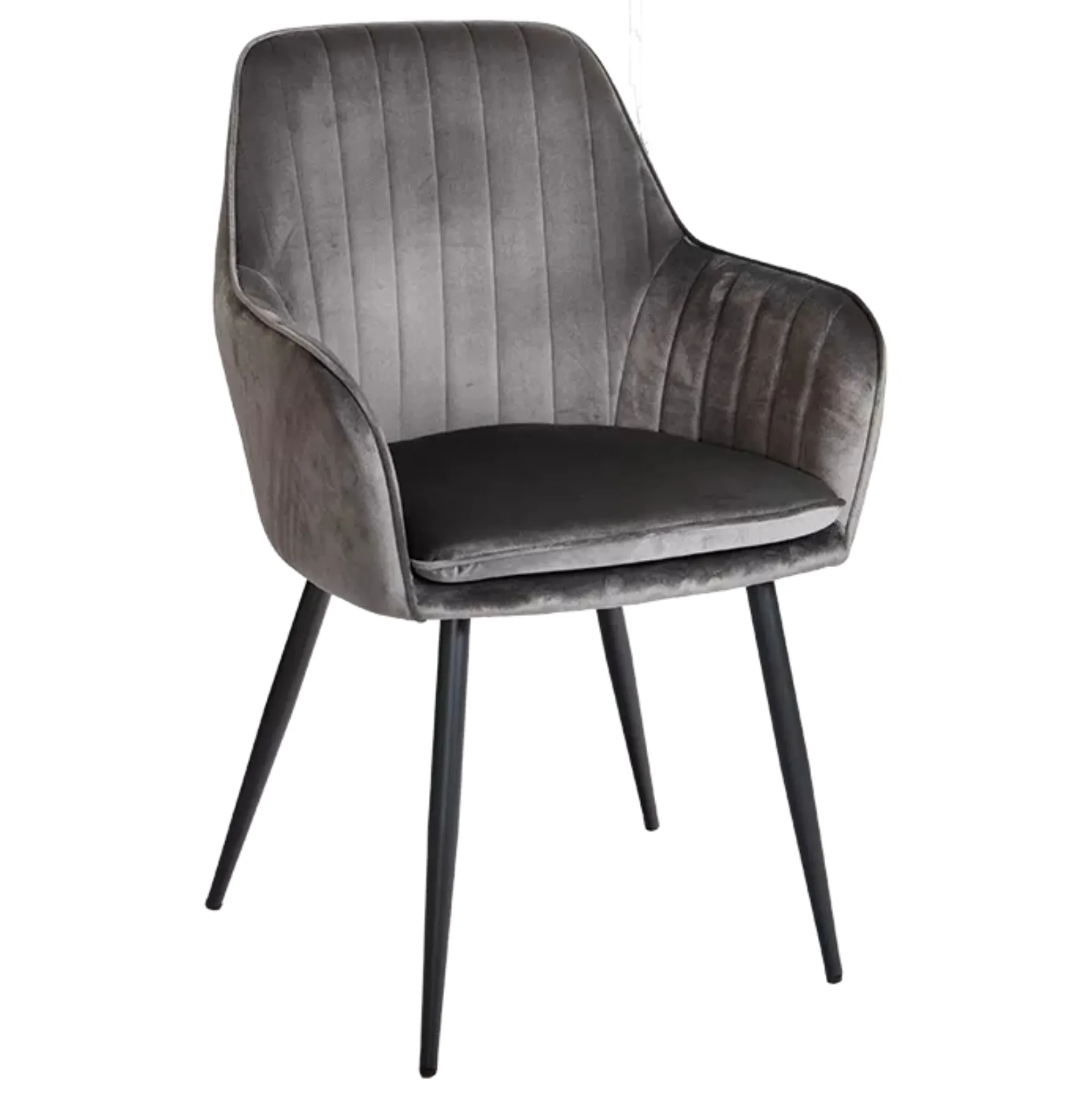 Stuhl Angela, Polster Grau, Gestell schwarz, Polsterstuhl, Factory Industrie Design
