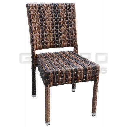 Gastronomie Terrassenstuhl Alena, Kunststoffgeflecht flach gewickelt in brown, Polyrattan, Outdoorstuhl