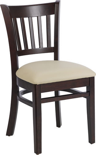 Stuhl Elton, Polster beige, Nussbaum dunkel, Polsterstuhl, Holzstuhl
