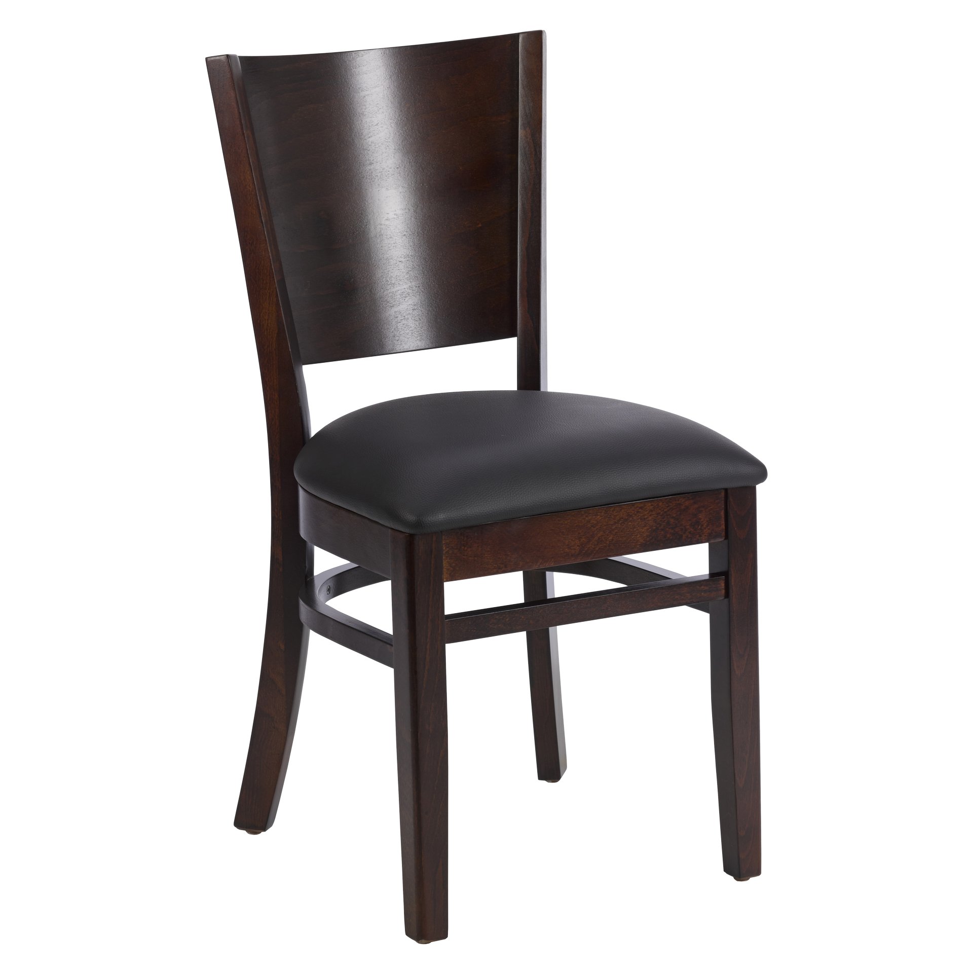 Stuhl Eugen, Polster schwarz, Nussbaum dunkel, Polsterstuhl, Holzstuhl