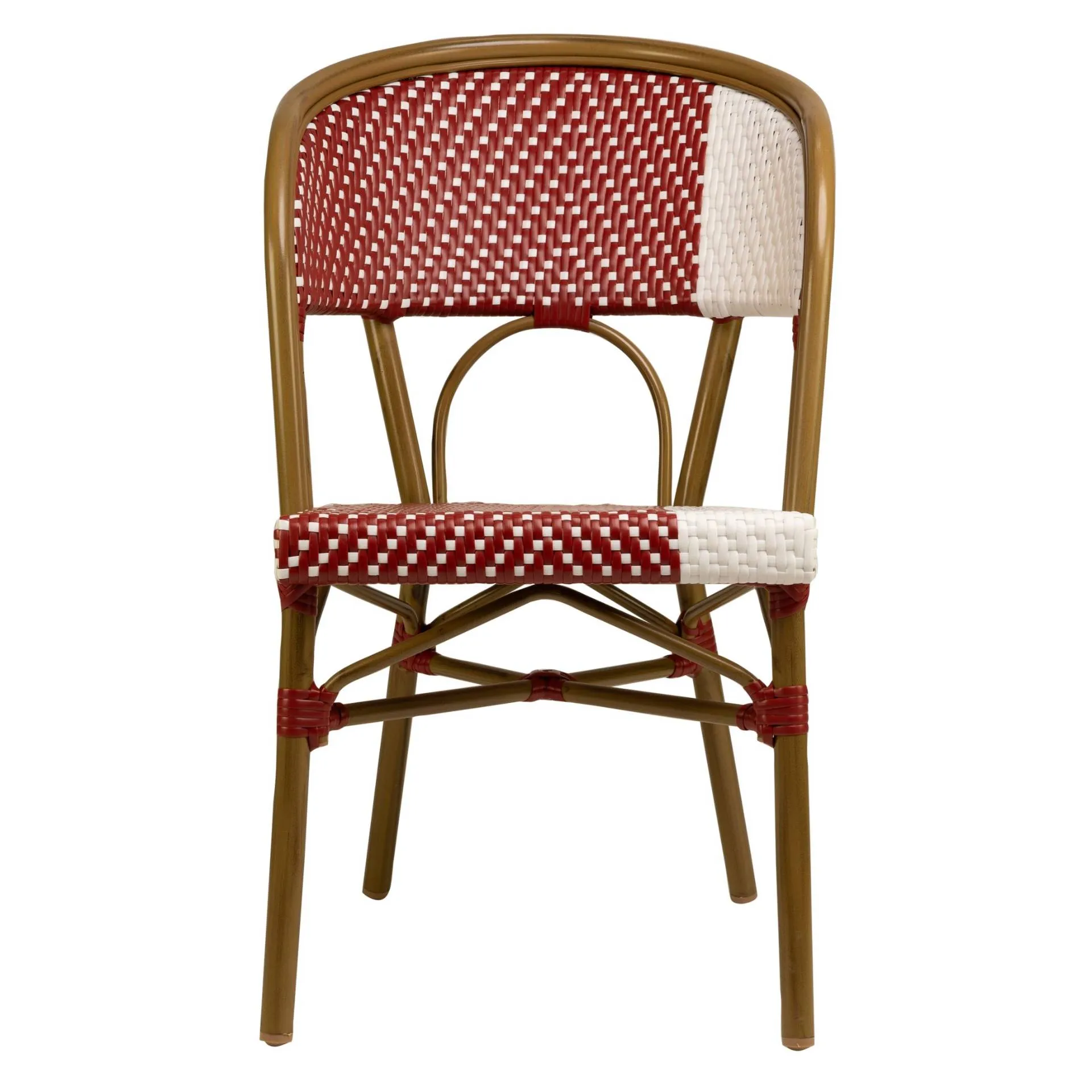 Stuhl Nizza, Gewebe red-white, Polyrattan, Terrassenstuhl, Outdoorstuhl