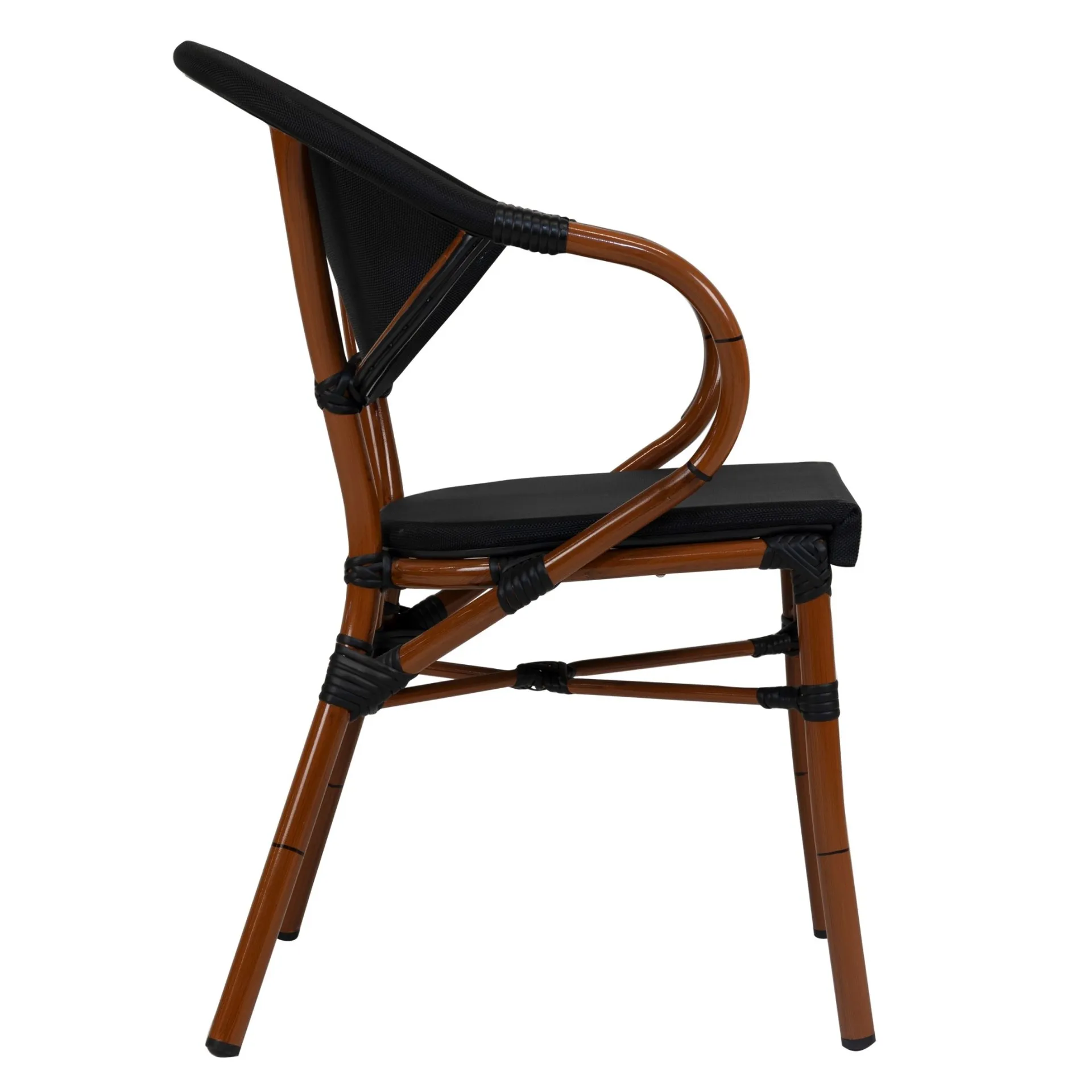 Stuhl Nancy, Gewebe schwarz, Textilen, Gestell classic Bambusoptik, Terrassenstuhl, Outdoorstuhl