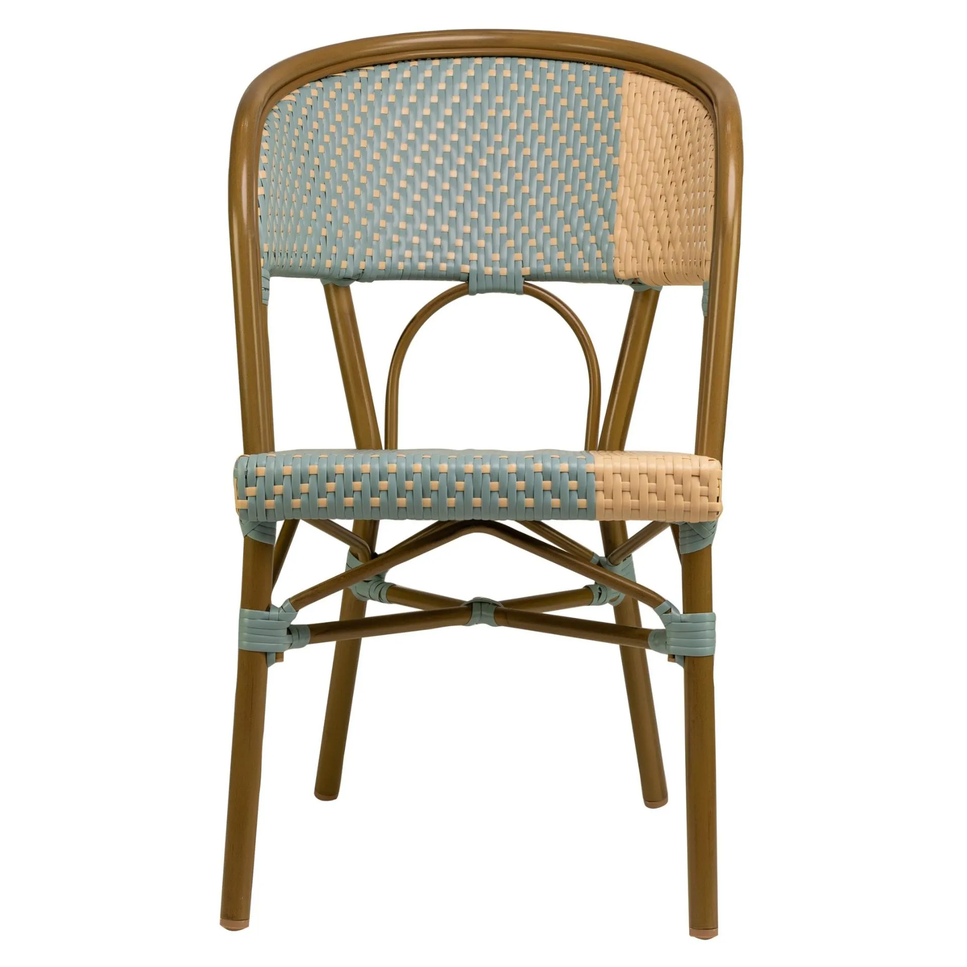 Stuhl Nizza, Gewebe blue-beige, Polyrattan, Terrassenstuhl, Outdoorstuhl
