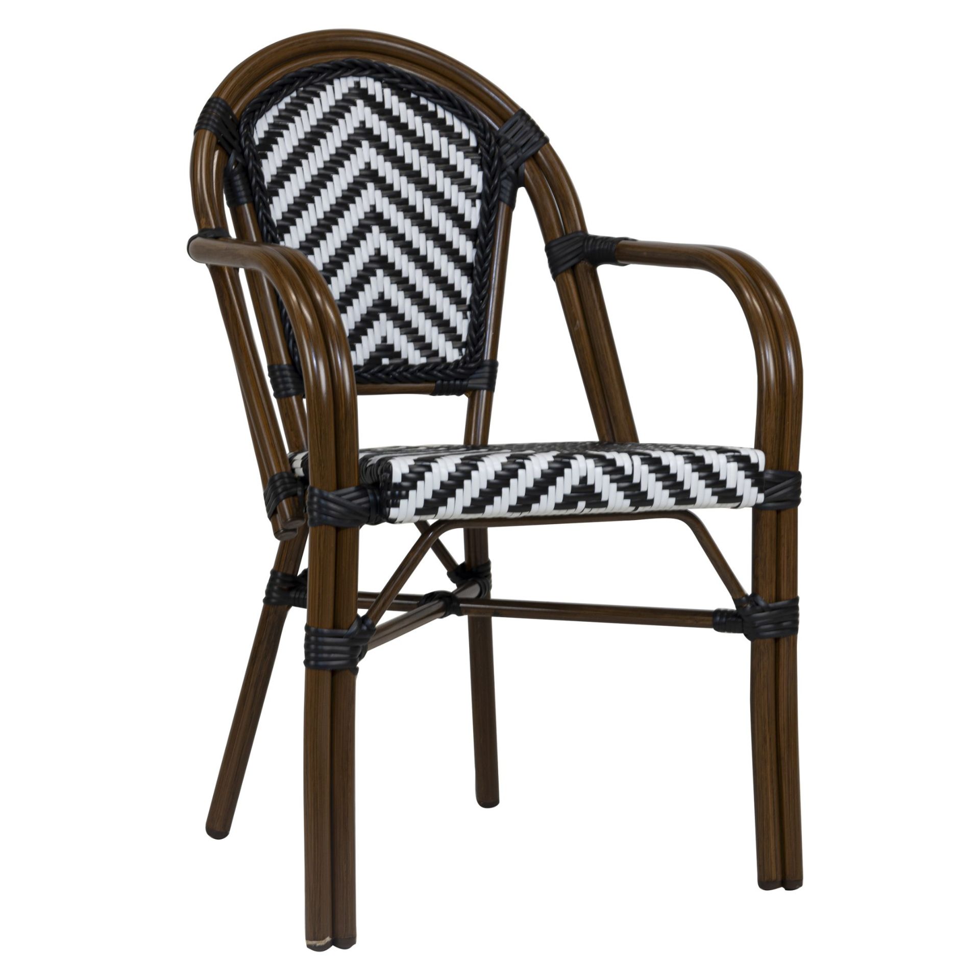 Stuhl Paris AL, Gewebe black-white, Polyrattan, Terrassenstuhl, Outdoorstuhl