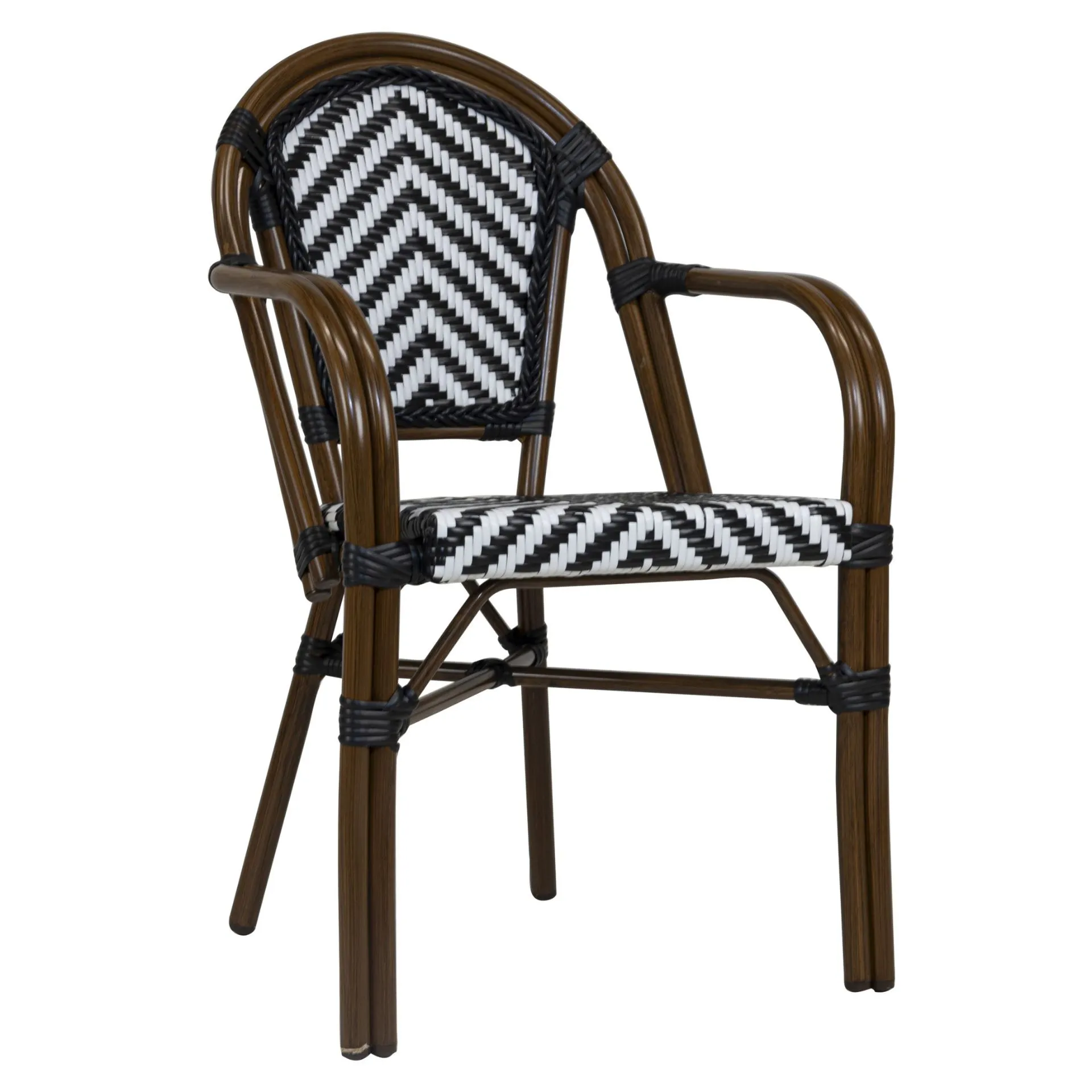 Stuhl Paris AL, Gewebe black-white, Polyrattan, Terrassenstuhl, Outdoorstuhl