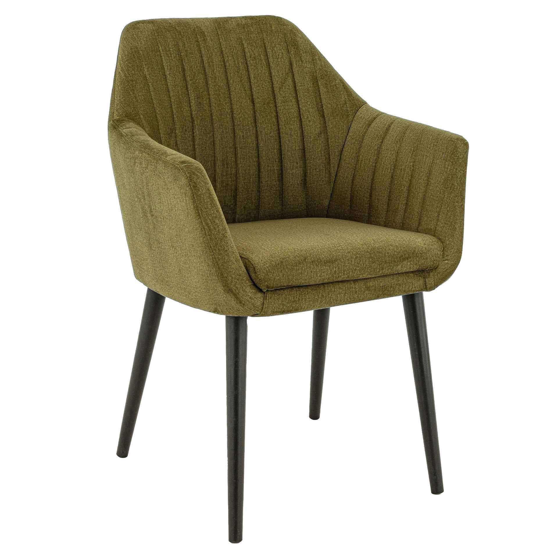 Stuhl Junis, Polster Olive, Schwarz, Polsterstuhl, Restaurantstuhl