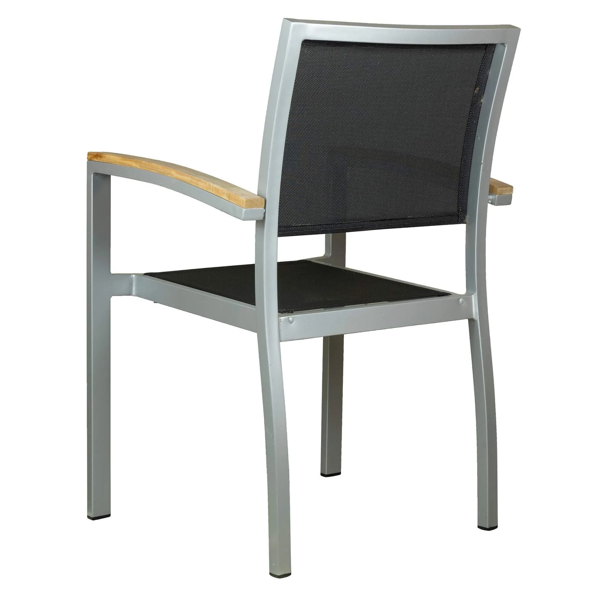 Stuhl Carmen, Gewebe black, Textilen, Gestell silver, Terrassenstuhl, Outdoorstuhl