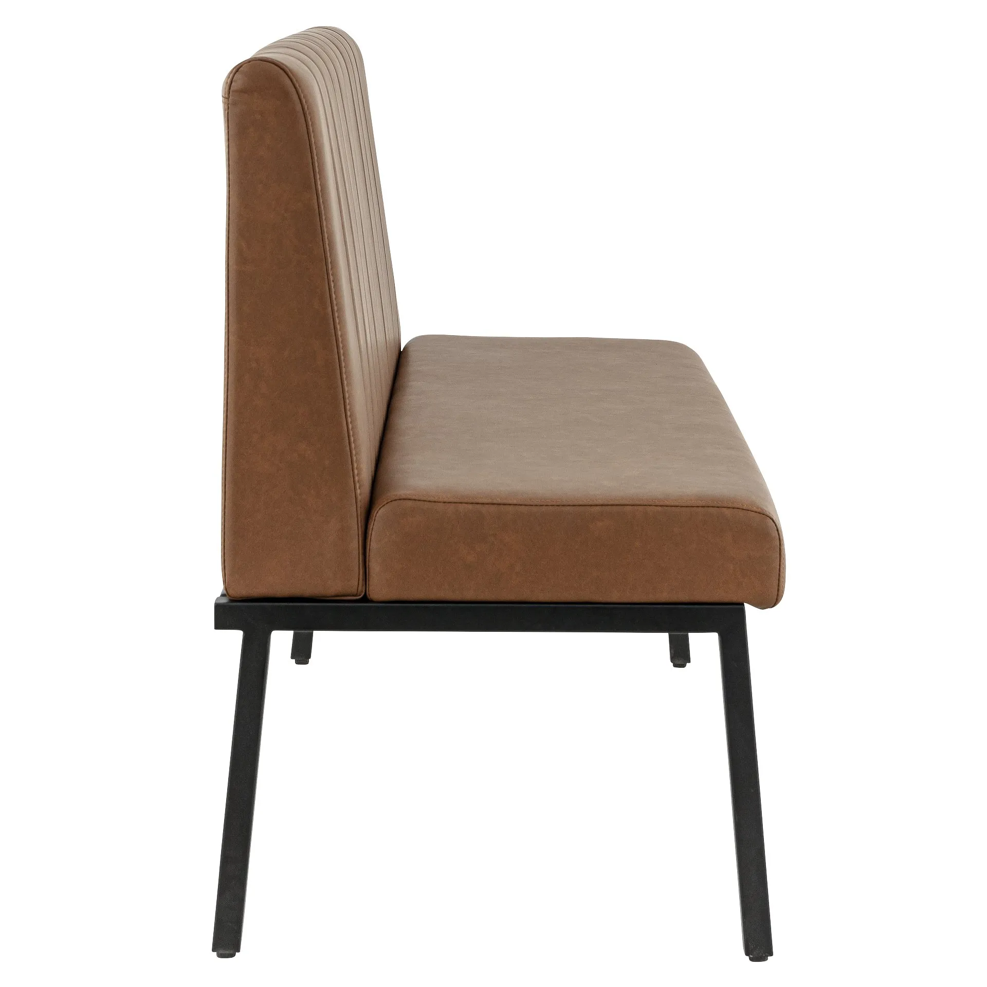 Bank Lukas, Polster Cognac, Gestell schwarz, Polsterbank, Factory Industrie Design 
