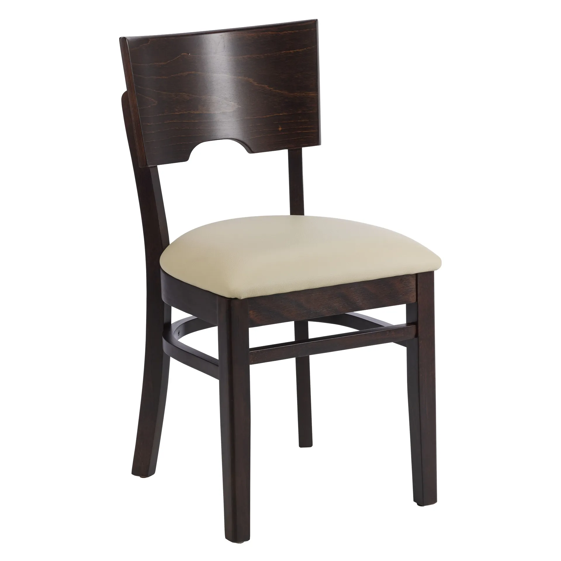 Stuhl Max, Polster beige, Nussbaum dunkel, Polsterstuhl, Holzstuhl
