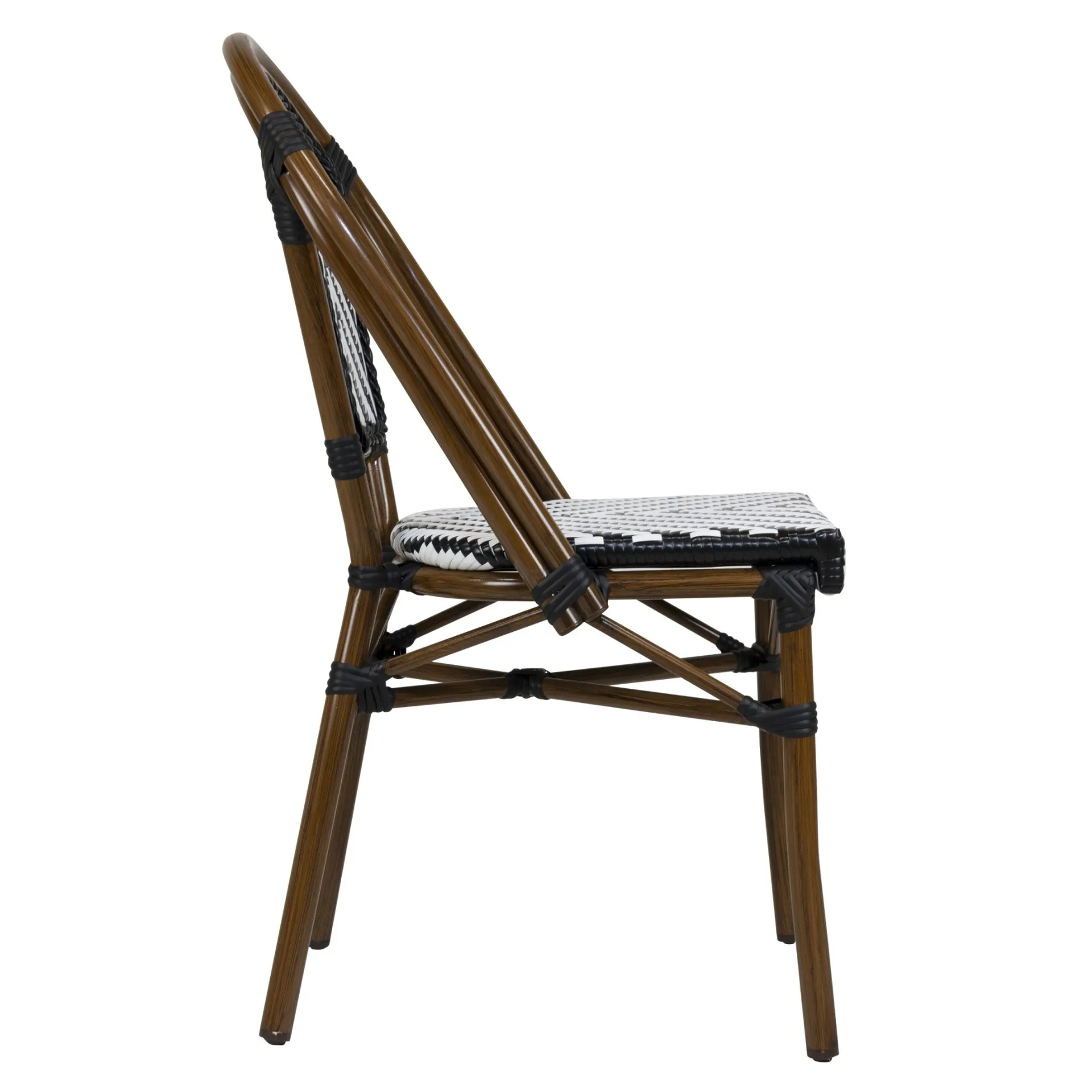 Stuhl Paris, Gewebe black-white, Polyrattan, Terrassenstuhl, Outdoorstuhl