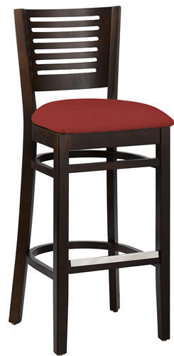 Victor-Bar-bordeaux Hocker Victor, Polster bordeaux, Nussbaum dunkel, Polsterbarhocker, Holzbarhocker