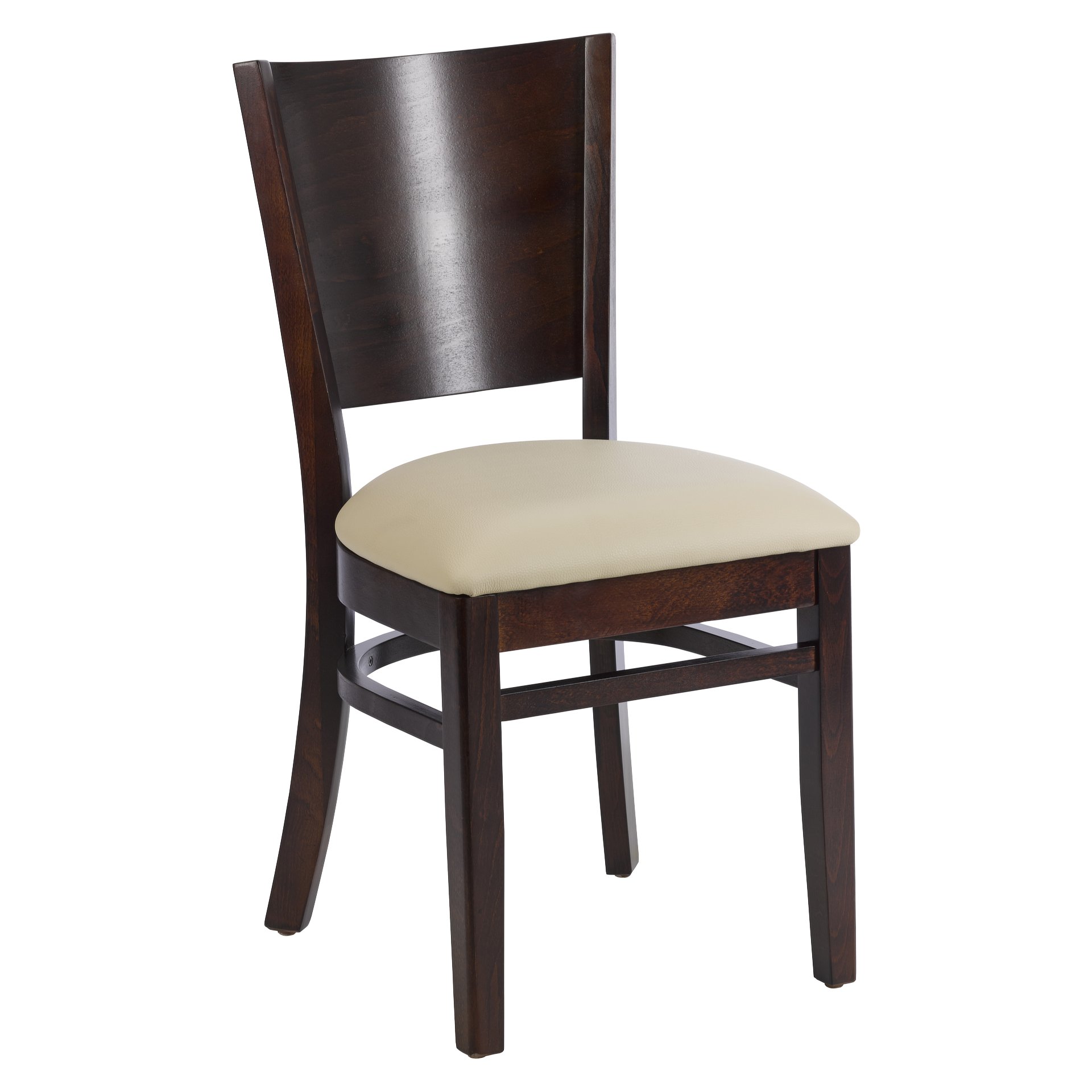 Stuhl Eugen, Polster beige, Nussbaum dunkel, Polsterstuhl, Holzstuhl