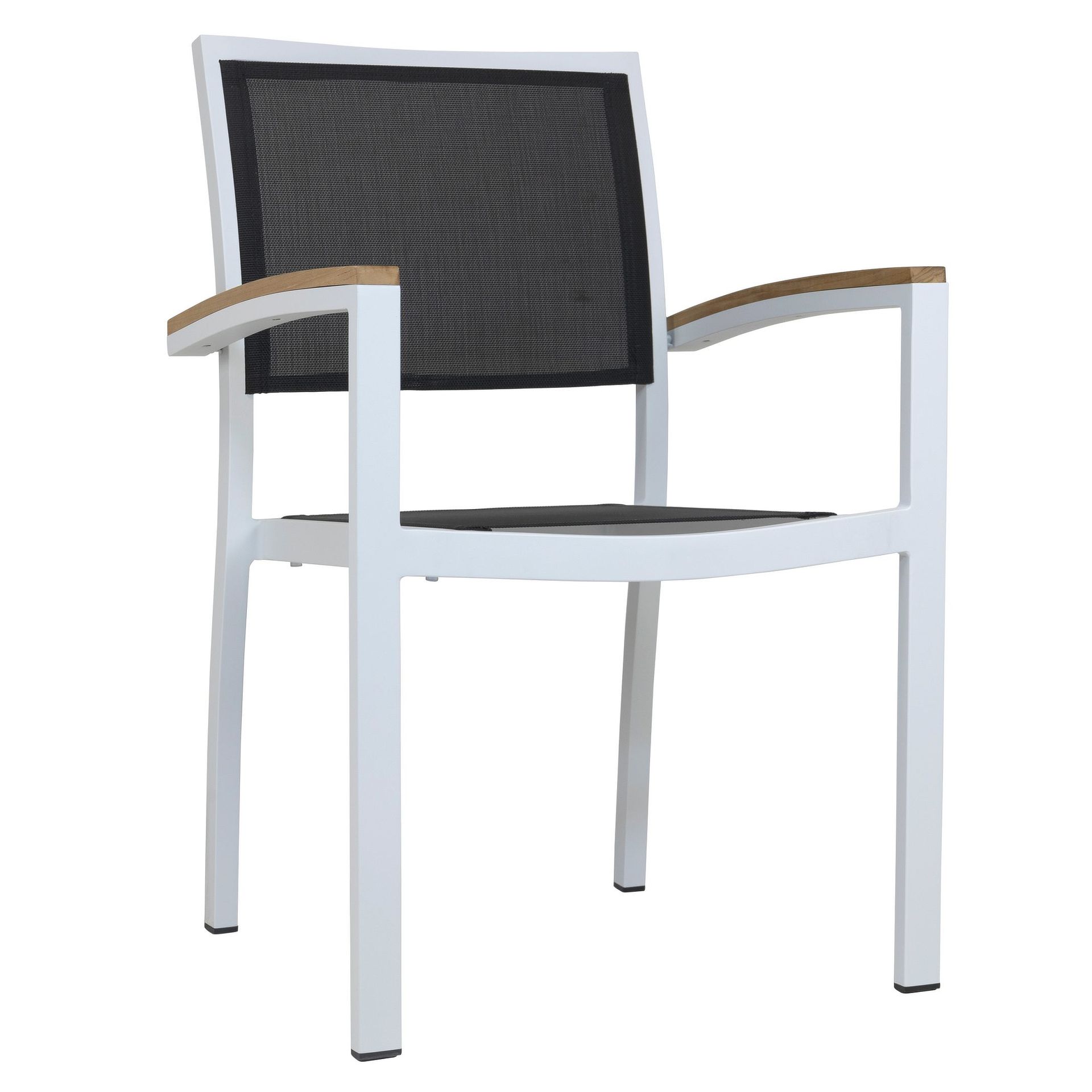 Stuhl Carmen, Gewebe black, Textilen, Gestell white, Terrassenstuhl, Outdoorstuhl