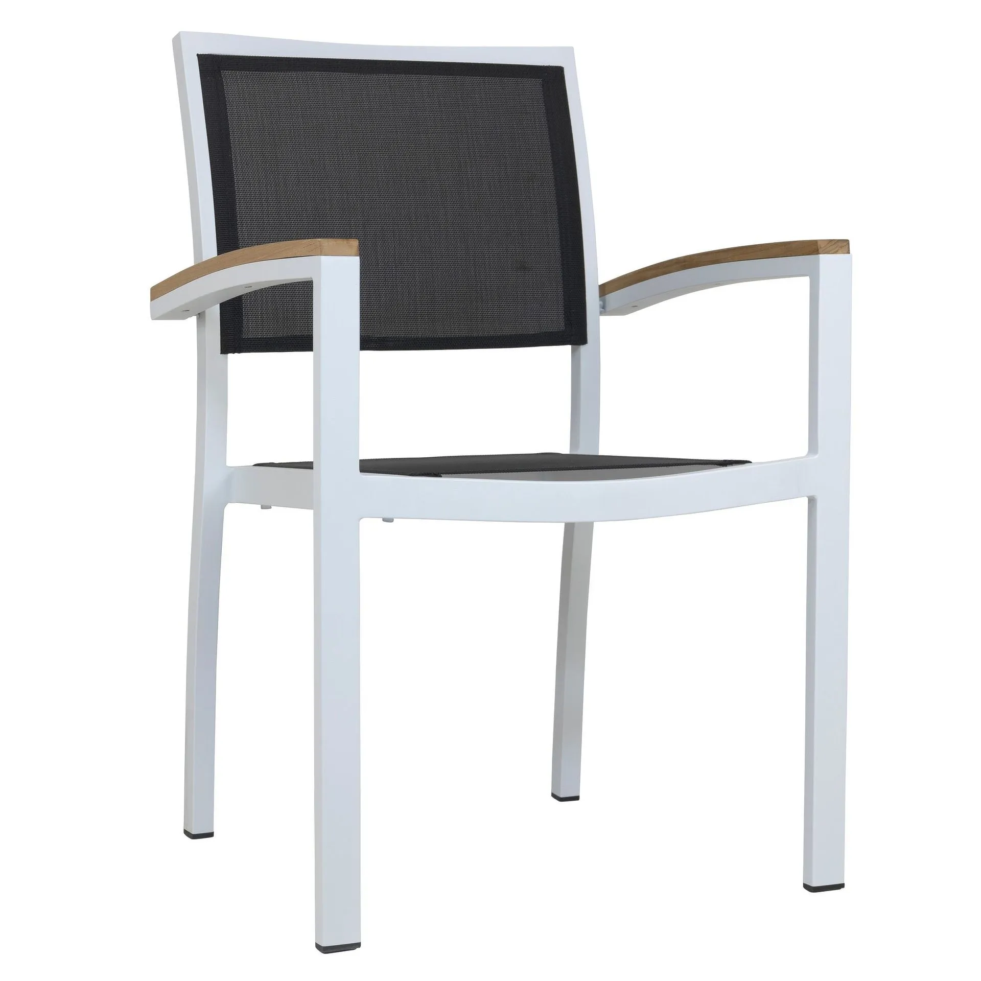 Stuhl Carmen, Gewebe black, Textilen, Gestell white, Terrassenstuhl, Outdoorstuhl