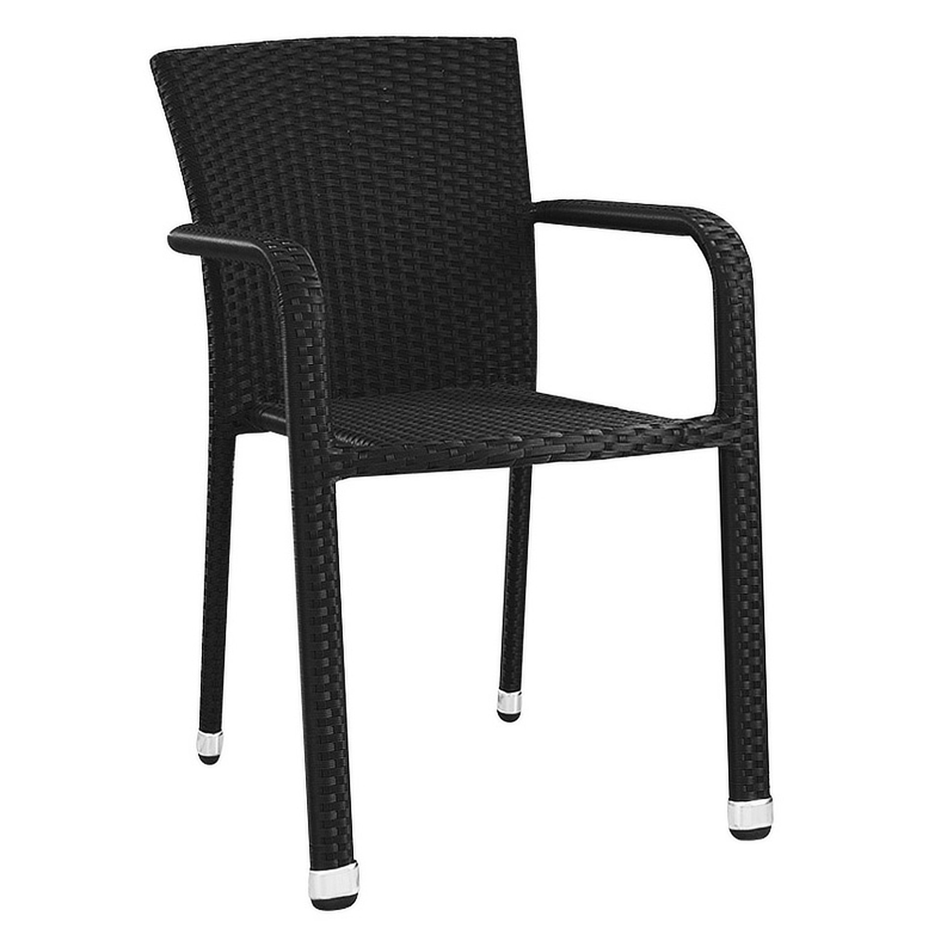 Stuhl Hugo NEW, Geflecht schwarz, Polyrattan, Terrassenstuhl, Outdoorstuhl