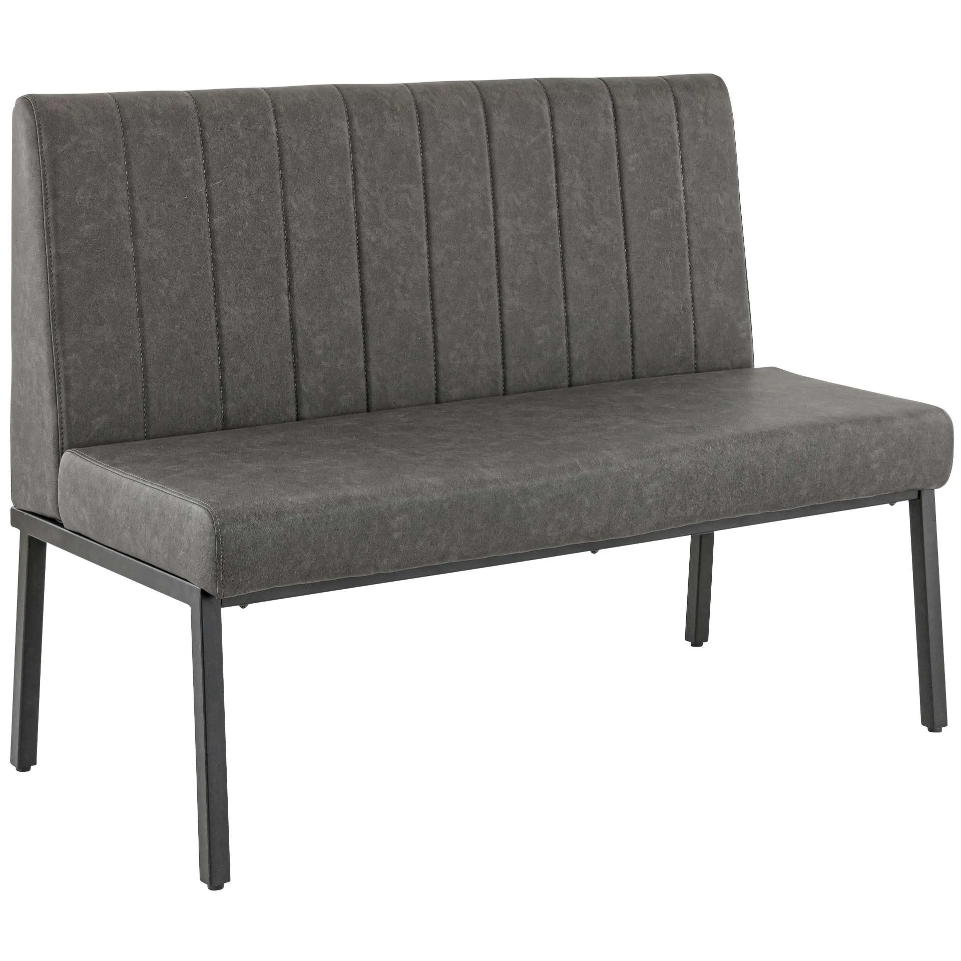 Bank Lukas, Polster Anthrazit, Gestell schwarz, Polsterbank, Factory Industrie Design 