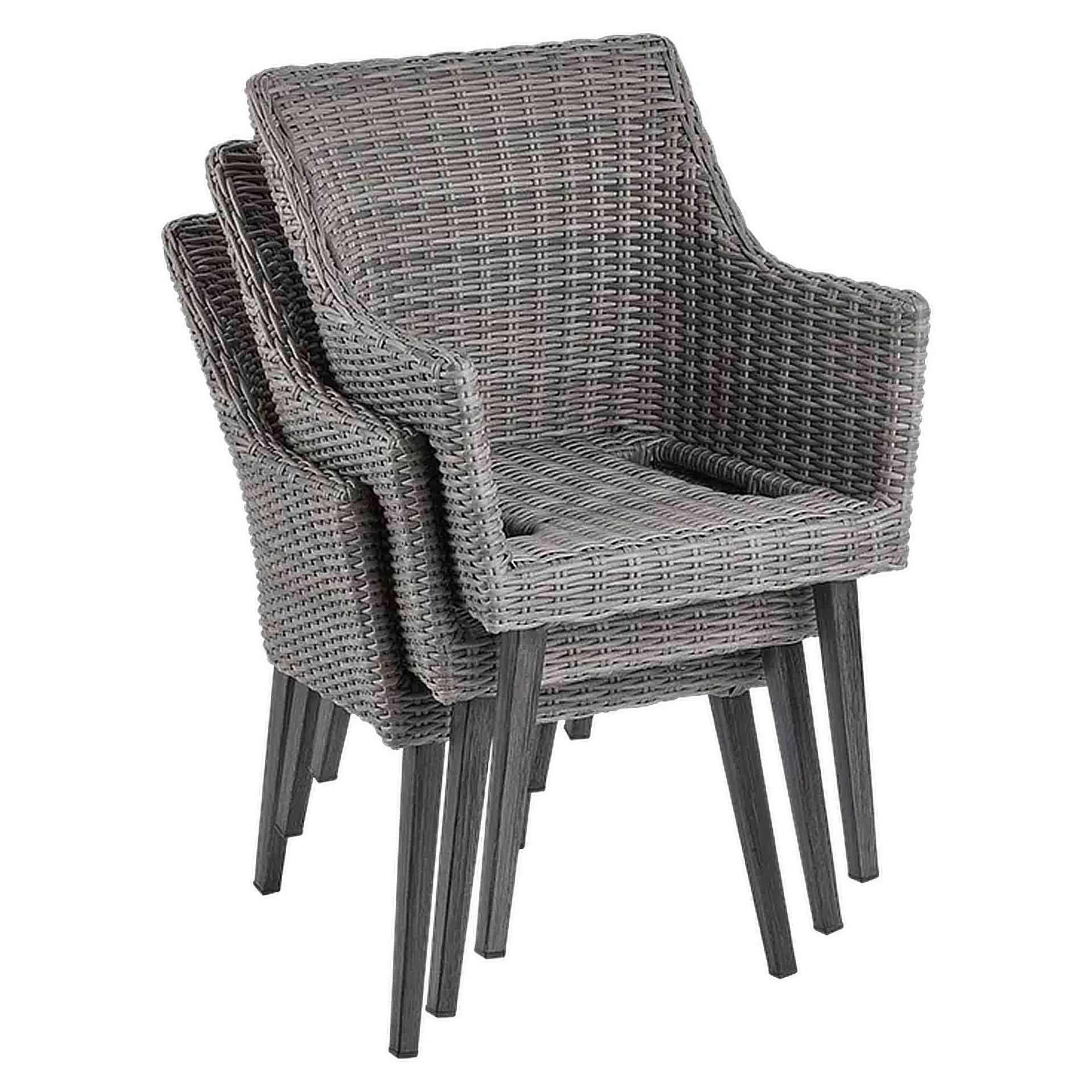 Stuhl Olsen, Geflecht grau-braun, Polyrattan, Terrassenstuhl, Outdoorstuhl 