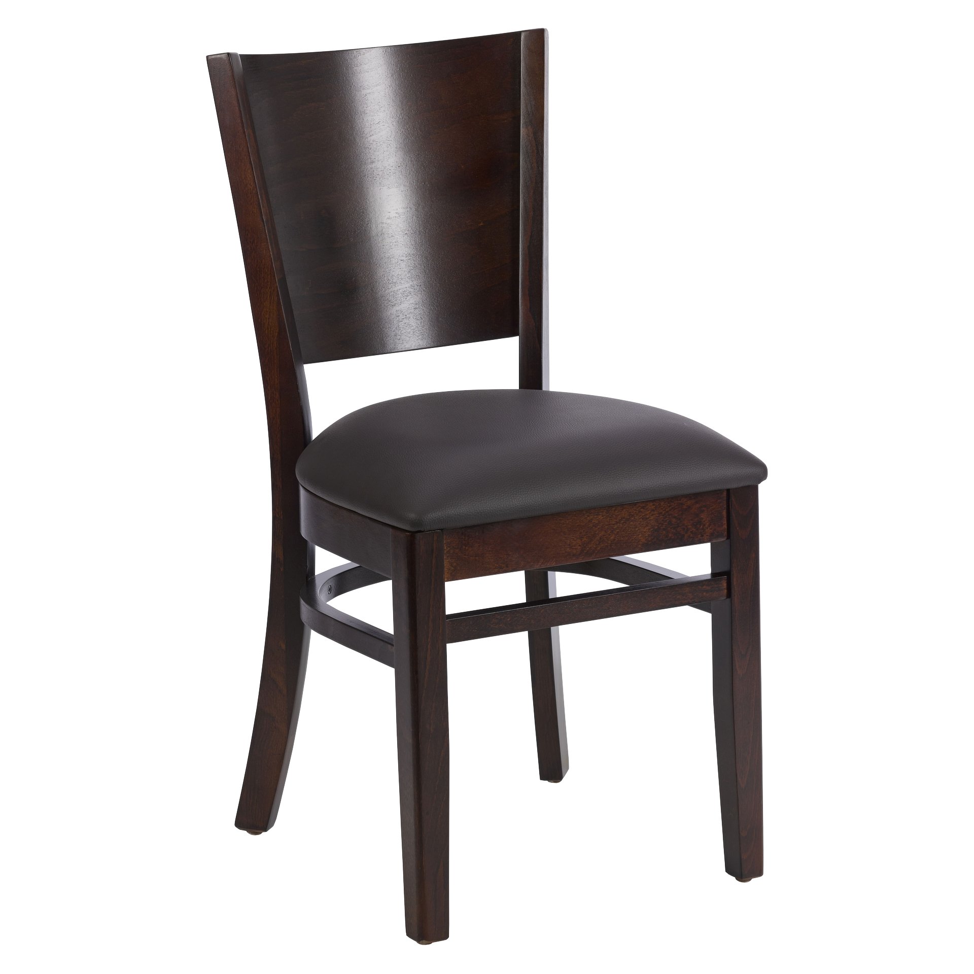 Stuhl Eugen, Polster braun, Nussbaum dunkel, Polsterstuhl, Holzstuhl