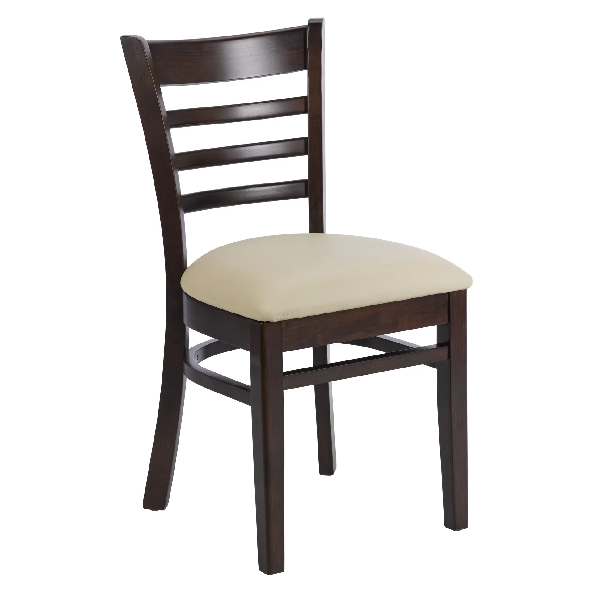 Stuhl Bruno, Polster beige, Nussbaum dunkel, Polsterstuhl, Holzstuhl