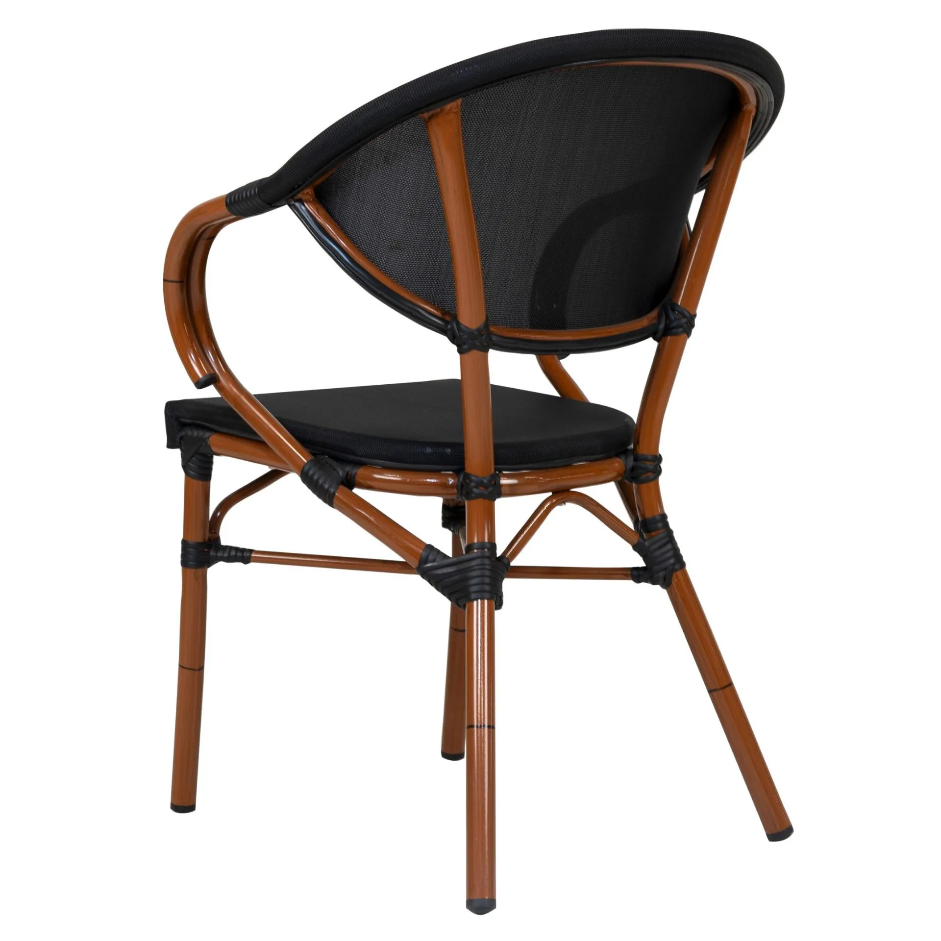 Stuhl Nancy, Gewebe schwarz, Textilen, Gestell classic Bambusoptik, Terrassenstuhl, Outdoorstuhl