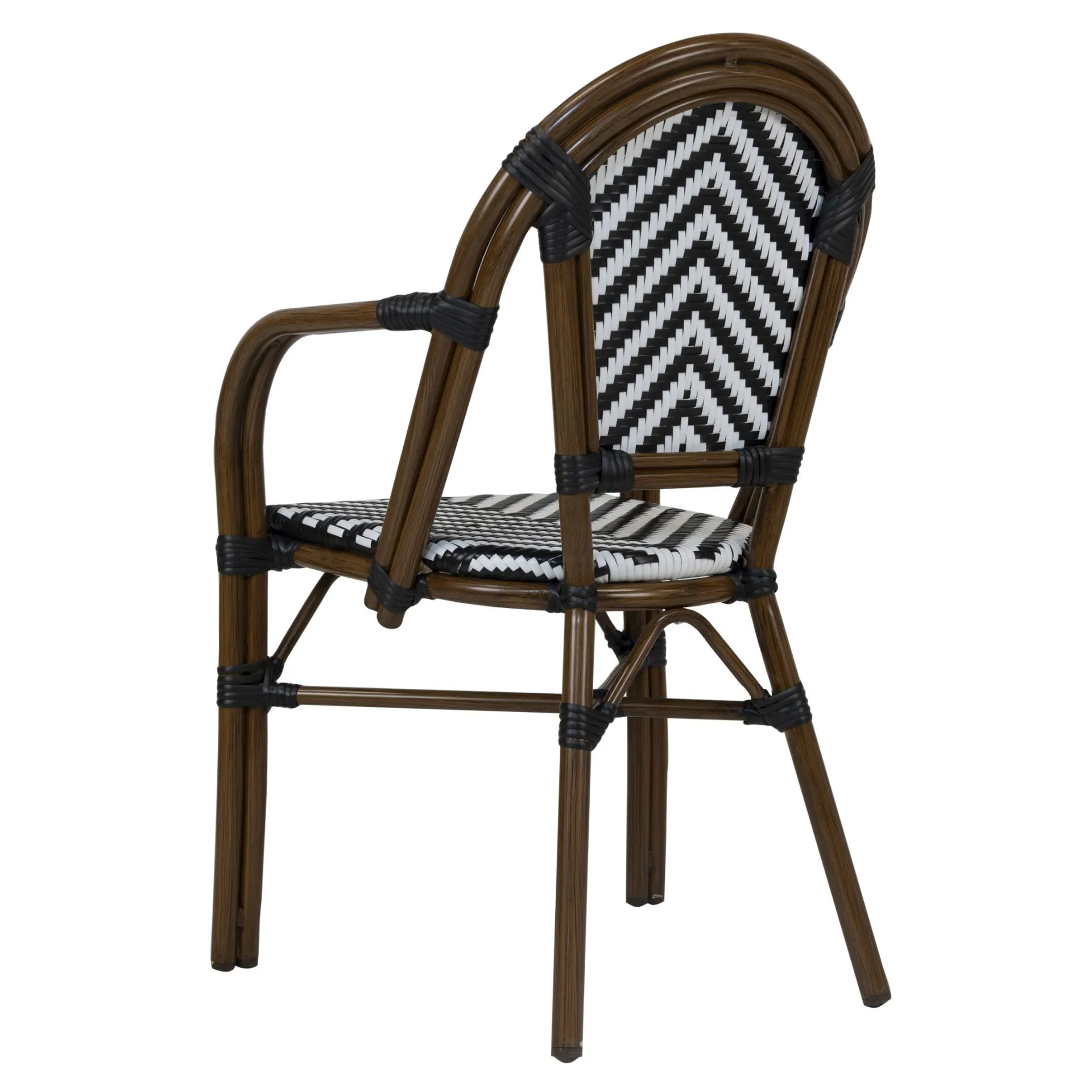 Stuhl Paris AL, Gewebe black-white, Polyrattan, Terrassenstuhl, Outdoorstuhl