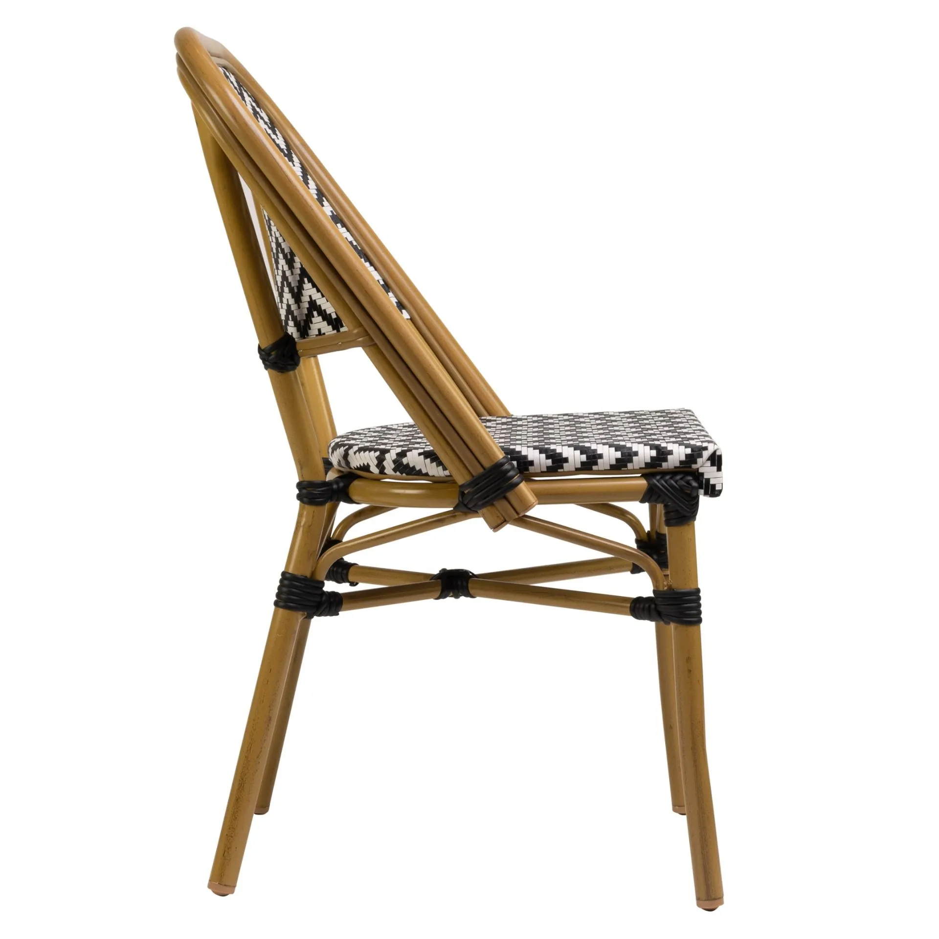 Stuhl Lola, Gewebe schwarz-weiß, Polyrattan, Terrassenstuhl, Outdoorstuhl 