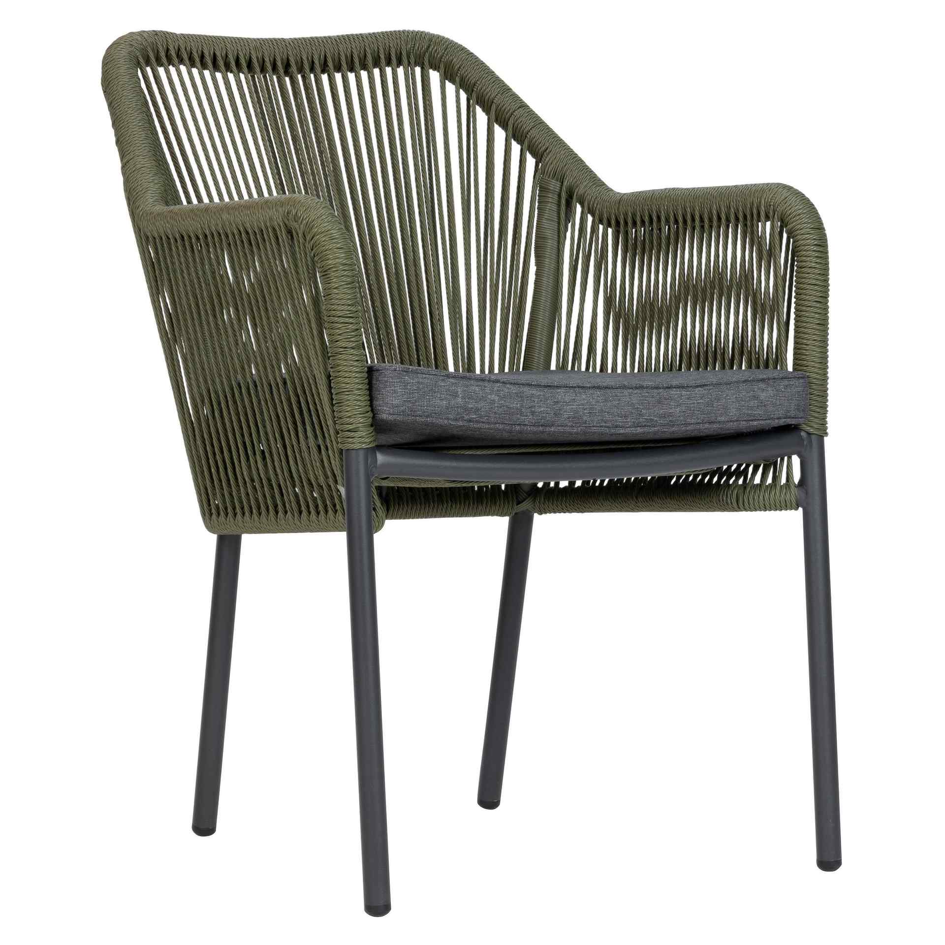 Sessel Marlis, Geflecht olive, Seilgeflecht, Terrassensessel, Outdoorsessel