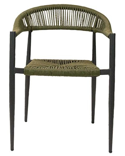 Nessa-Olive-Frontansicht Sessel Nessa, Geflecht olive, Seilgeflecht in Binsenoptik, Terrassensessel, Outdoorsessel - Front