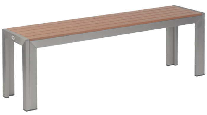 Gregor-Bank-teak Terrassenbank Gregor, Polywood teak, Edelstahloptik, Terrassenbank, Outdoorbank