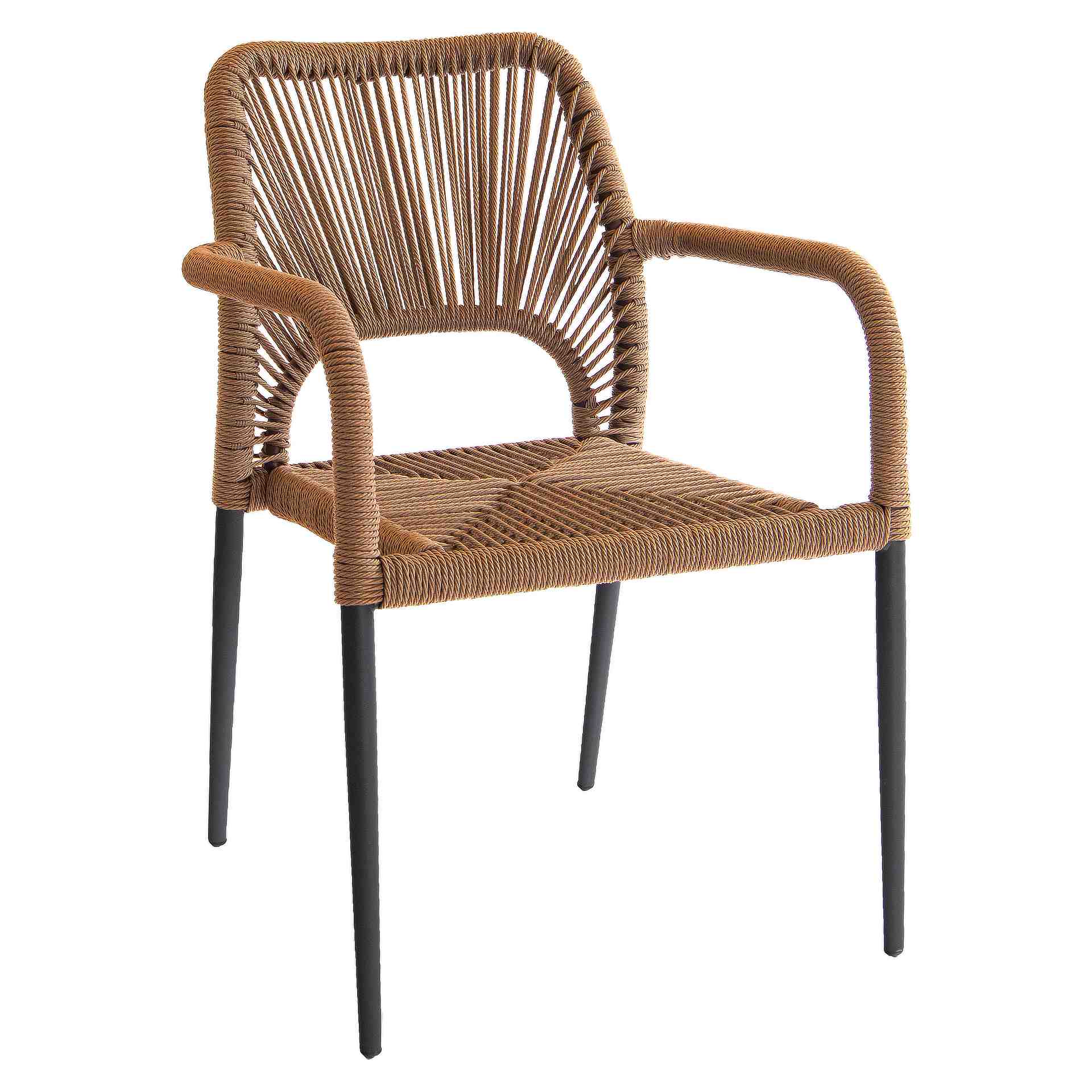 Stuhl Adam, Geflecht natur, Seilgeflecht in Binsenoptik, Terrassenstuhl, Outdoorstuhl