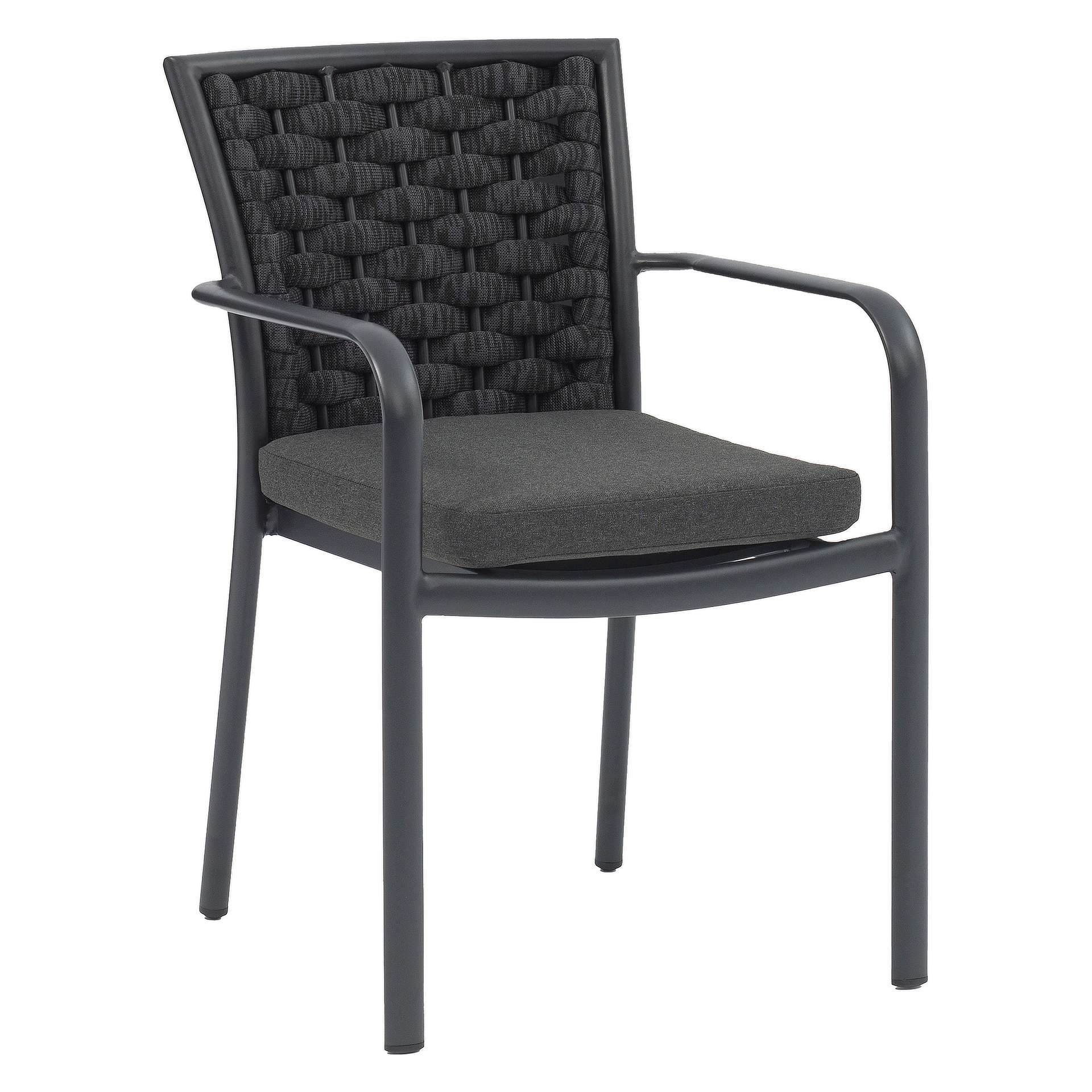 Stuhl Olivia, Geflecht anthrazit, Textilen, Terrassenstuhl, Outdoorstuhl