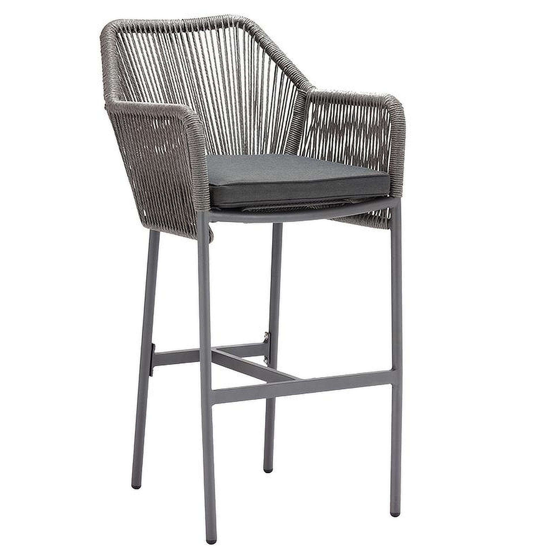 Hocker Marlis, Geflecht grey, Seilgeflecht, Terrassenbarhocker, Outdoorbarhocker