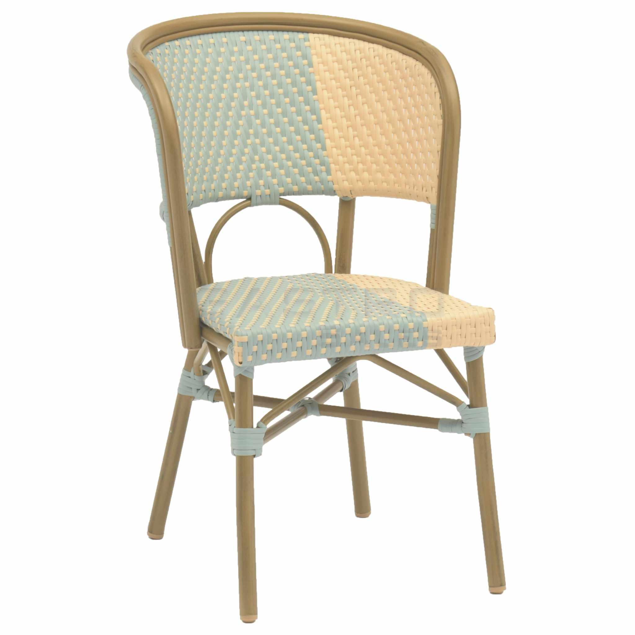 Stuhl Nizza, Geflecht blue-beige, Polyrattan, Terrassenstuhl, Outdoorstuhl