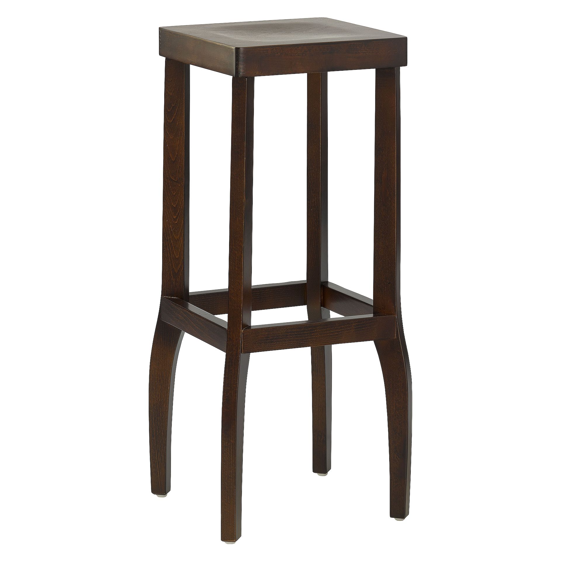 Hocker Egon, Holzsitz, Nussbaum dunkel, Holzbarhocker, Gastronomiebarhocker