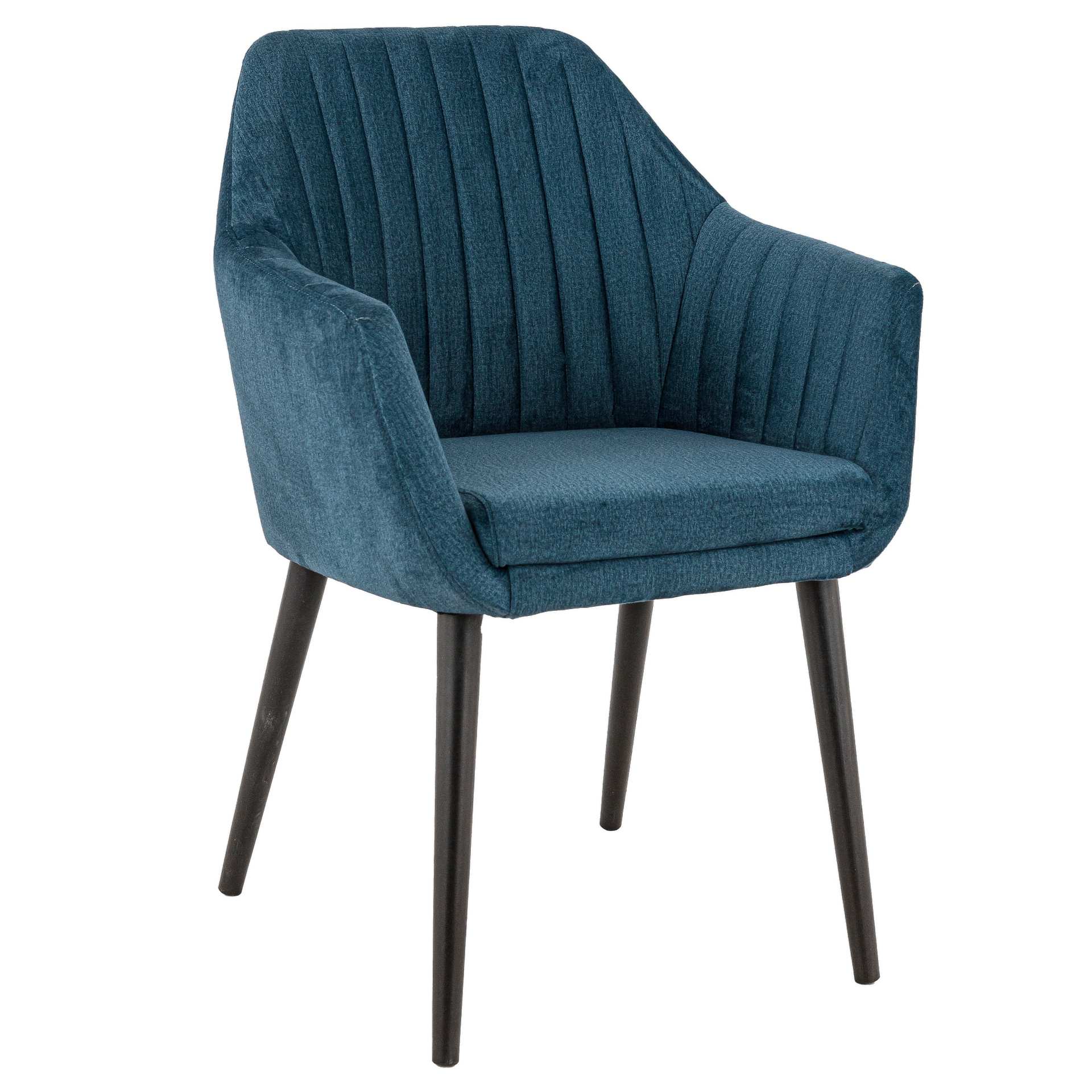 Stuhl Junis, Polster Petrol, Schwarz, Polsterstuhl, Restaurantstuhl