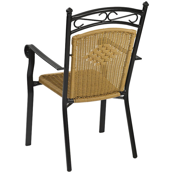 Sofie_honey-Hinten Armlehnen Terrassenstuhl Sofie, Kunststoffgeflecht rund gewickelt mit Drahtkern in honey, Polyrattan, Hinten