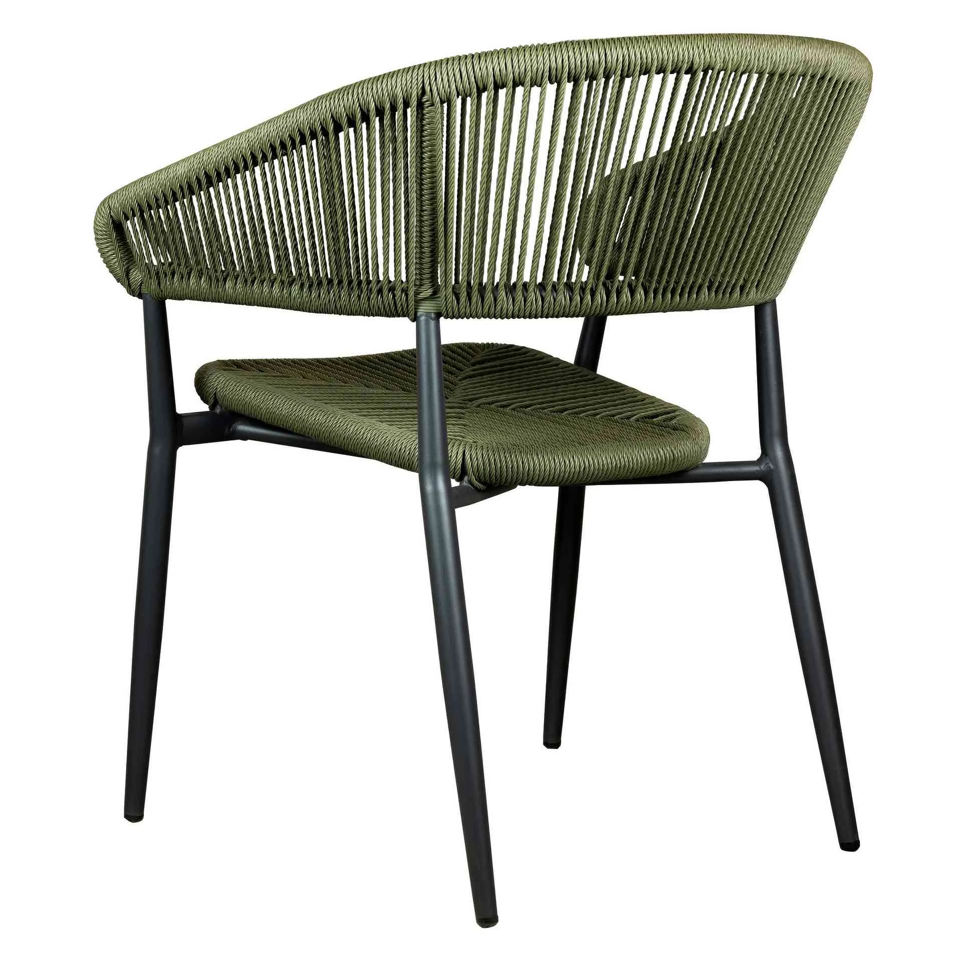 Sessel Toro, Geflecht olive, Seilgeflecht in Binsenoptik, Terrassensessel, Outdoorsessel