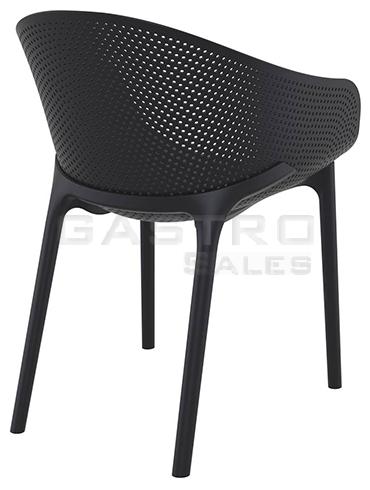 Sessel Arno Black Fiberglas Polypropylen Terrassenstuhl Outdoorstuhl - Hinten