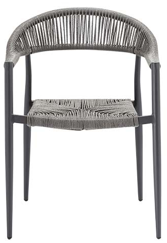 Nessa-Grey-Front Sessel Nessa, Geflecht grey, Seilgeflecht in Binsenoptik, Terrassensessel, Outdoorsessel - Front