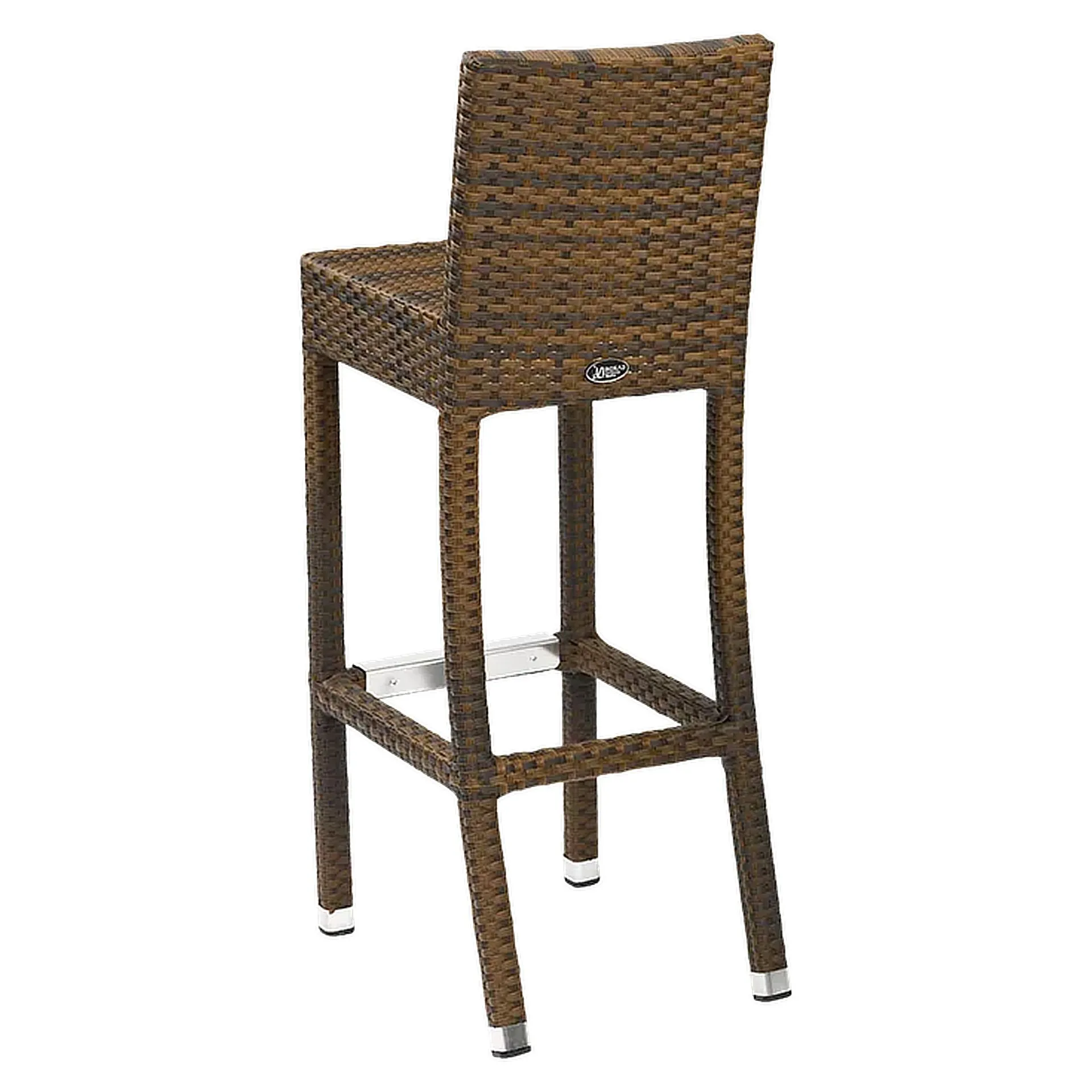 Hocker Elly, Geflecht burned, Polyrattan, Terrassenbarhocker, Outdoorbarhocker