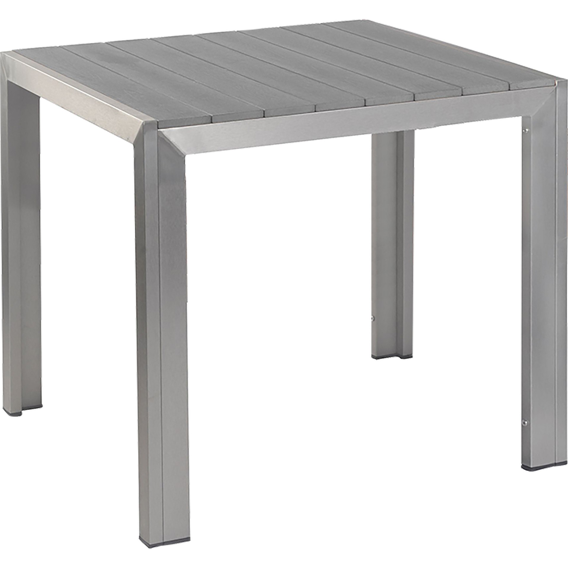 Tisch Gregor 80x80, Polywood grau, Edelstahloptik, Terrassentisch, Outdoortisch