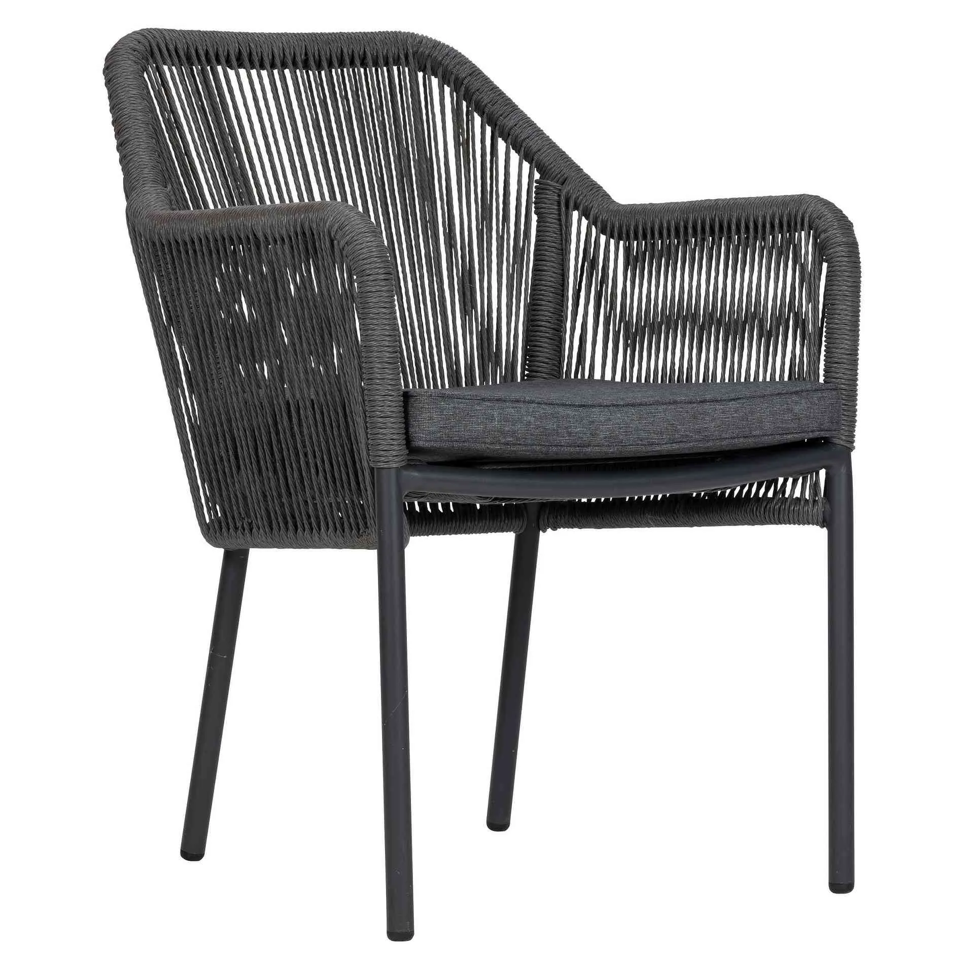 Sessel Marlis, Geflecht grey, Seilgeflecht, Terrassensessel, Outdoorsessel