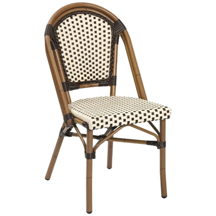 Stuhl Ulrike, Gewebe braun-beige, Polyrattan, Terrassenstuhl, Outdoorstuhl