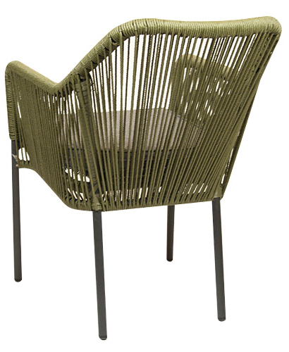 Marlis-Olive-Hinten Sessel Marlis, Geflecht olive, Kunststoff Seilgeflecht, Terrassensessel, Outdoorsessel- Hinten