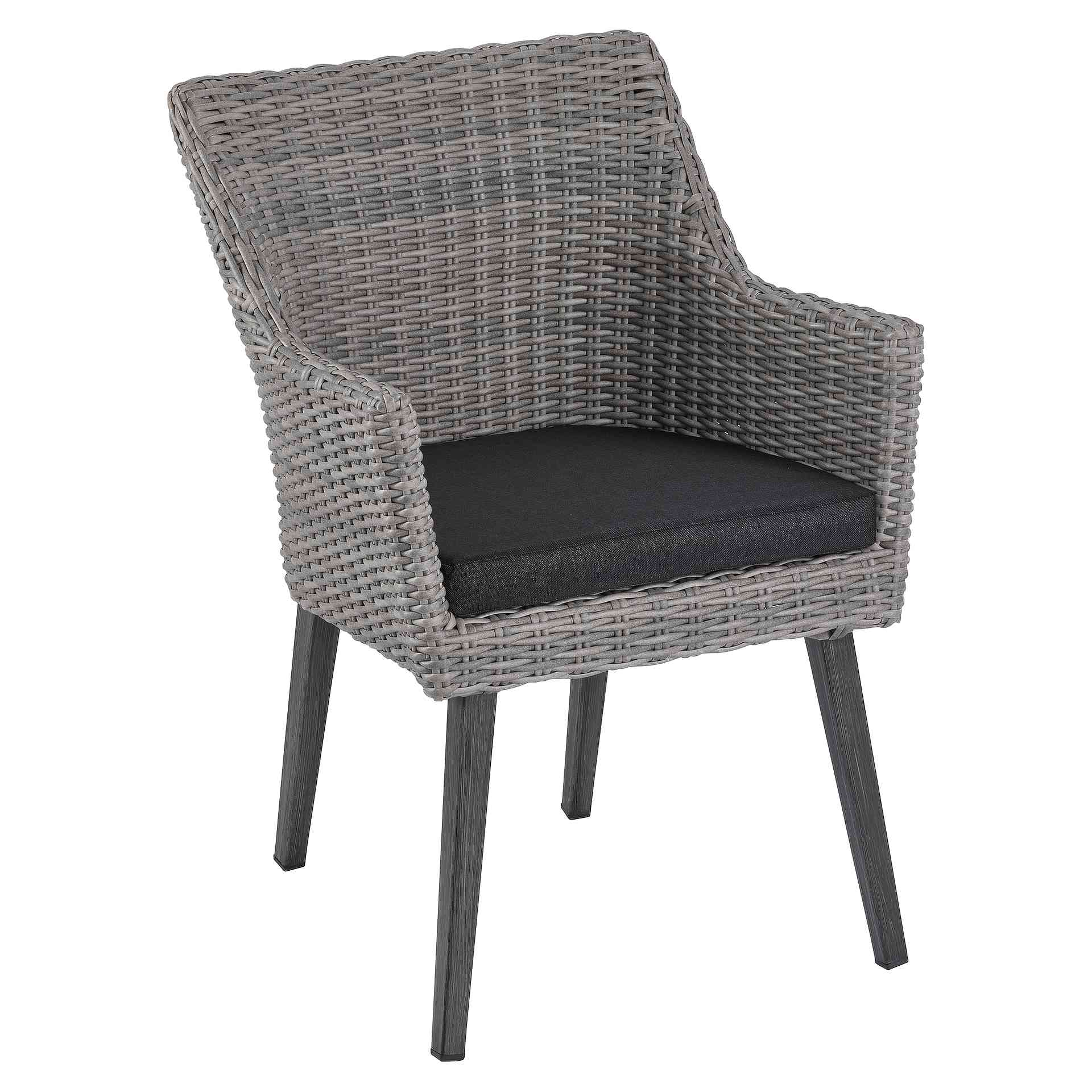 Stuhl Olsen, Geflecht grau-braun, Polyrattan, Terrassenstuhl, Outdoorstuhl