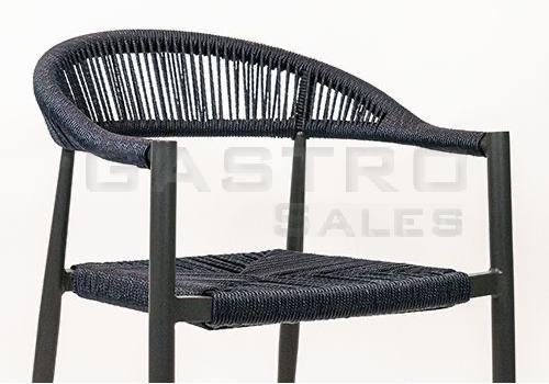 Sessel Nessa, Geflecht navy, Seilgeflecht in Binsenoptik, Terrassensessel, Outdoorsessel - Rückenlehne 