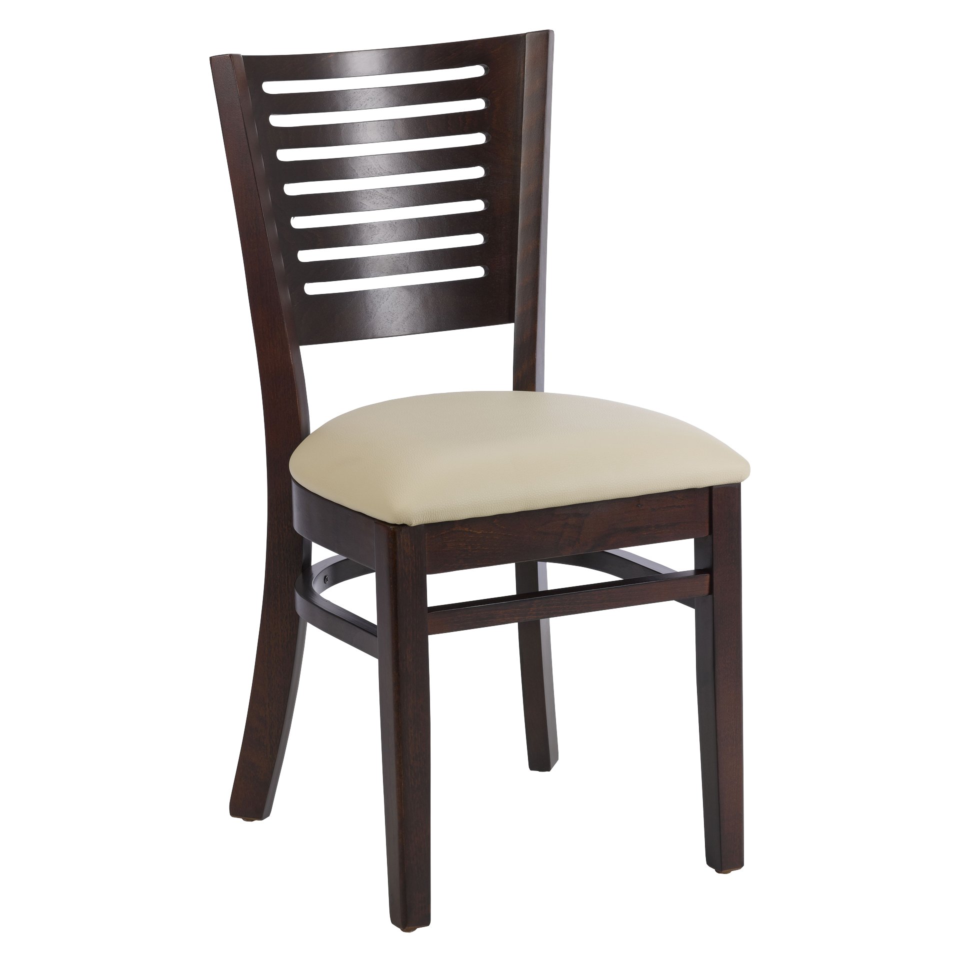 Stuhl Victor, Polster beige, Nussbaum dunkel, Polsterstuhl, Holzstuhl