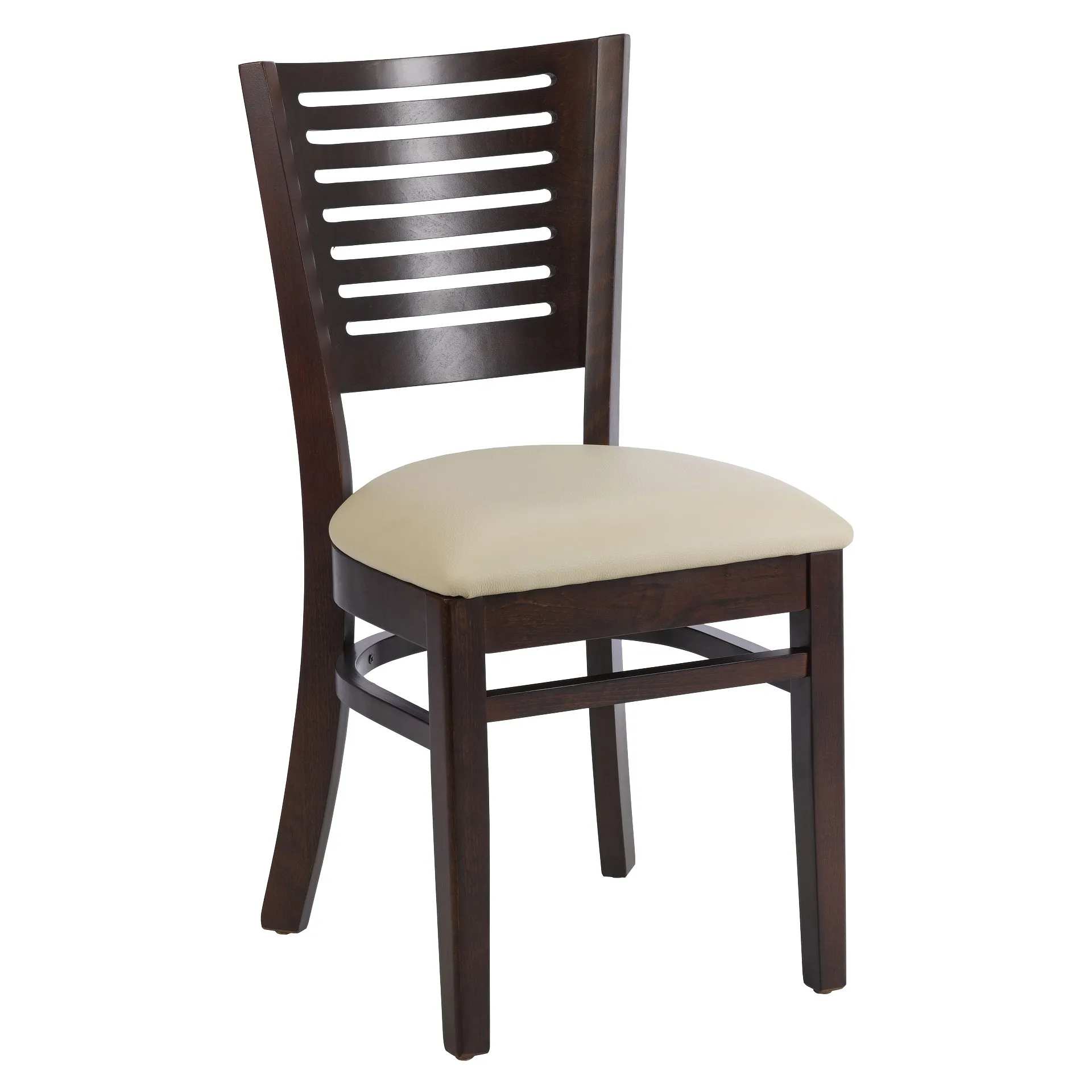 Stuhl Victor, Polster beige, Nussbaum dunkel, Polsterstuhl, Holzstuhl
